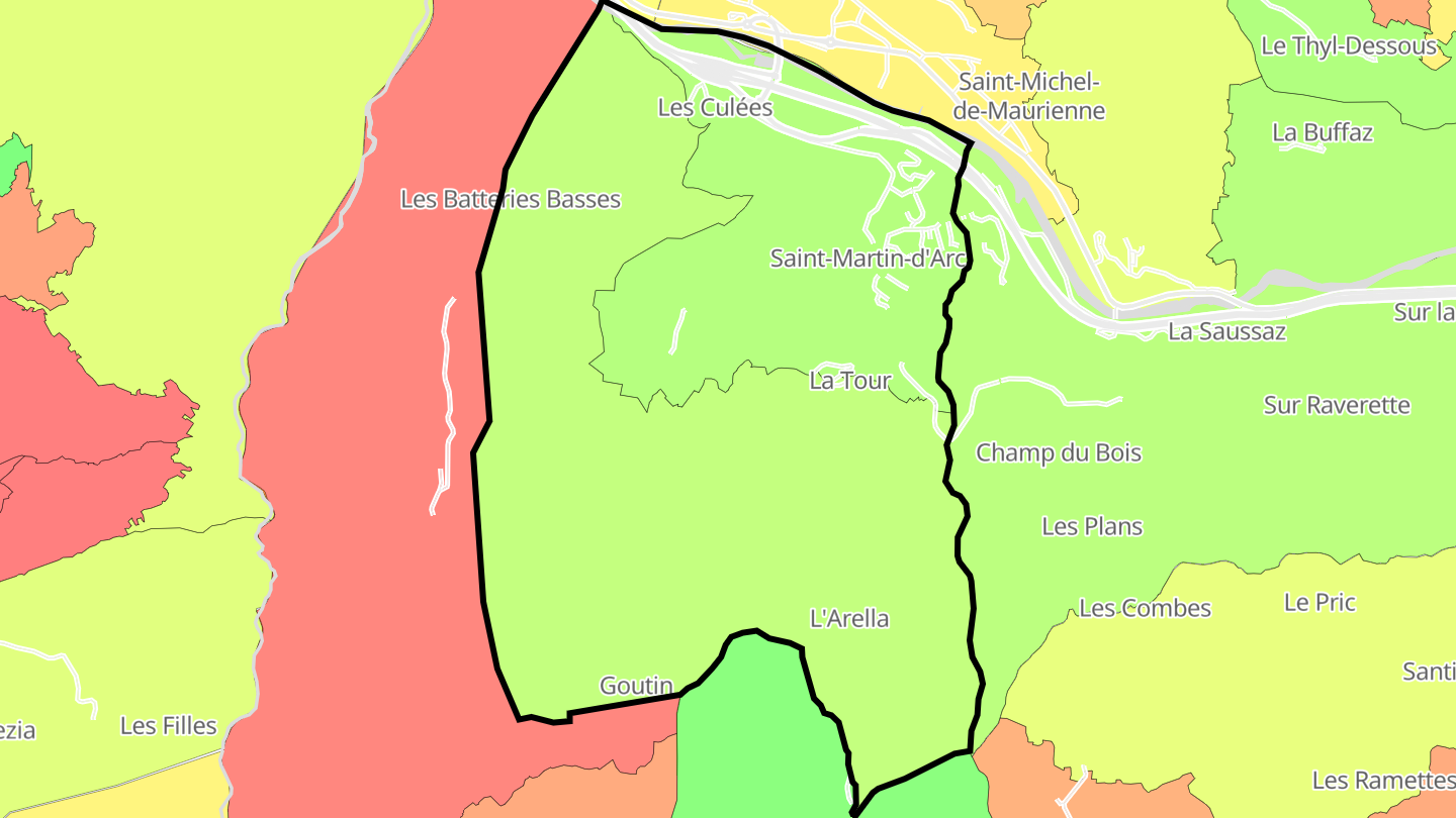 Carte des prix de l'immobilier Saint-Martin-d'Arc