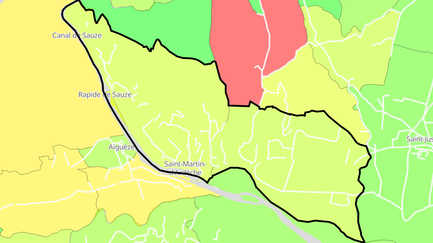 Carte des prix de l'immobilier Saint-Martin-d'Ardèche