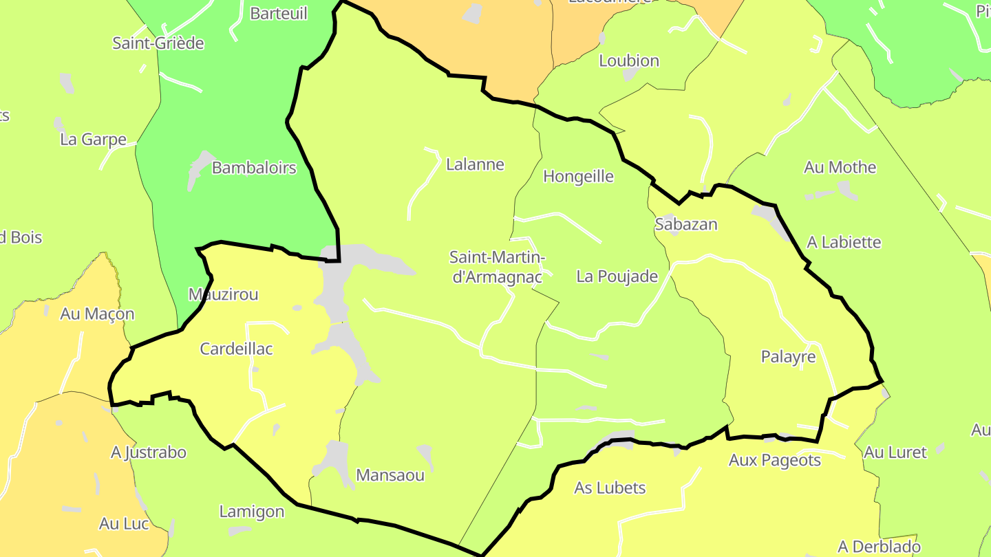 Carte des prix de l'immobilier Saint-Martin-d'Armagnac