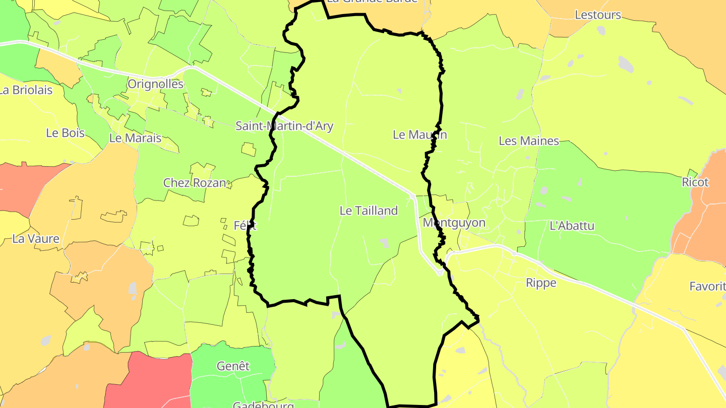 Carte des prix de l'immobilier Saint-Martin-d'Ary