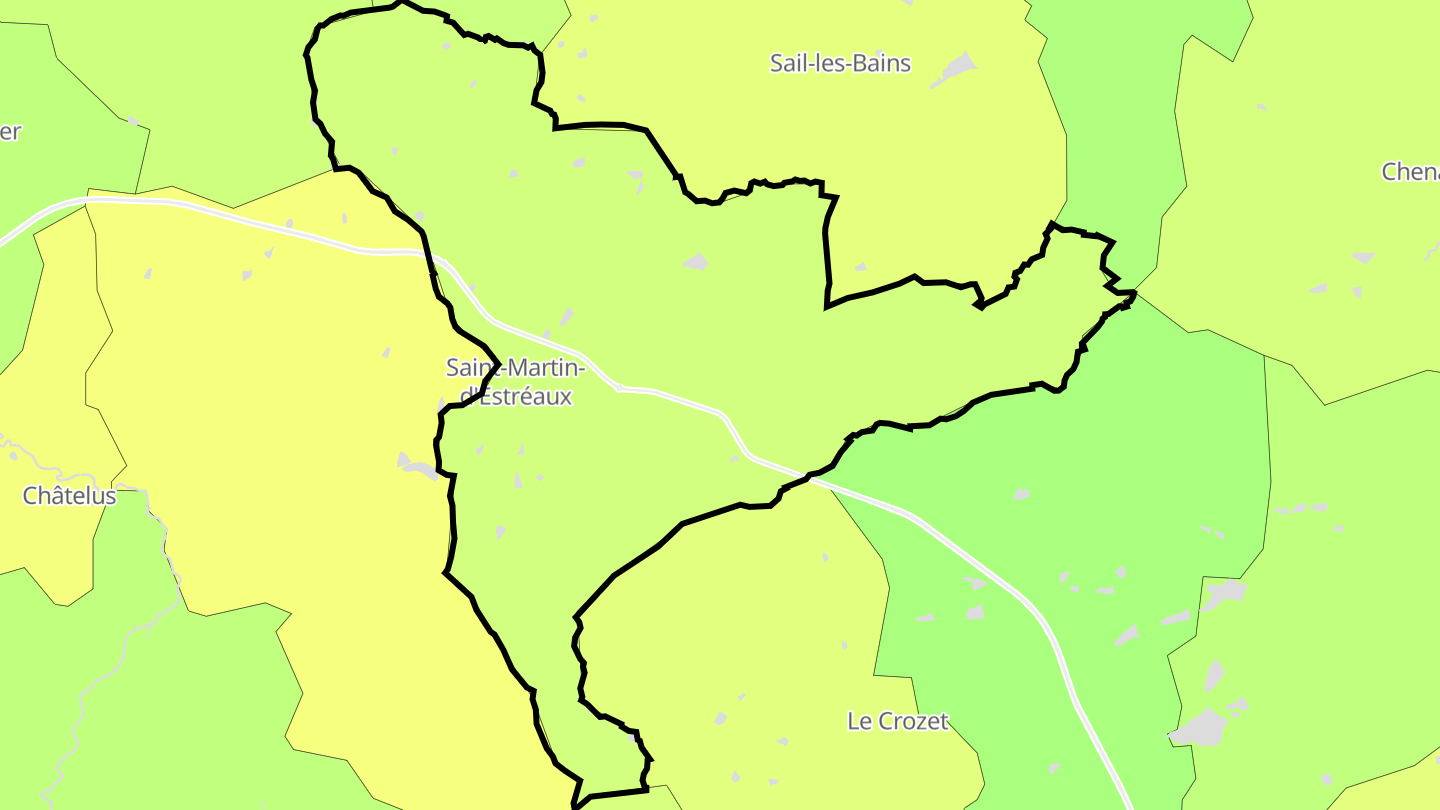 Carte des prix de l'immobilier Saint-Martin-d'Estréaux
