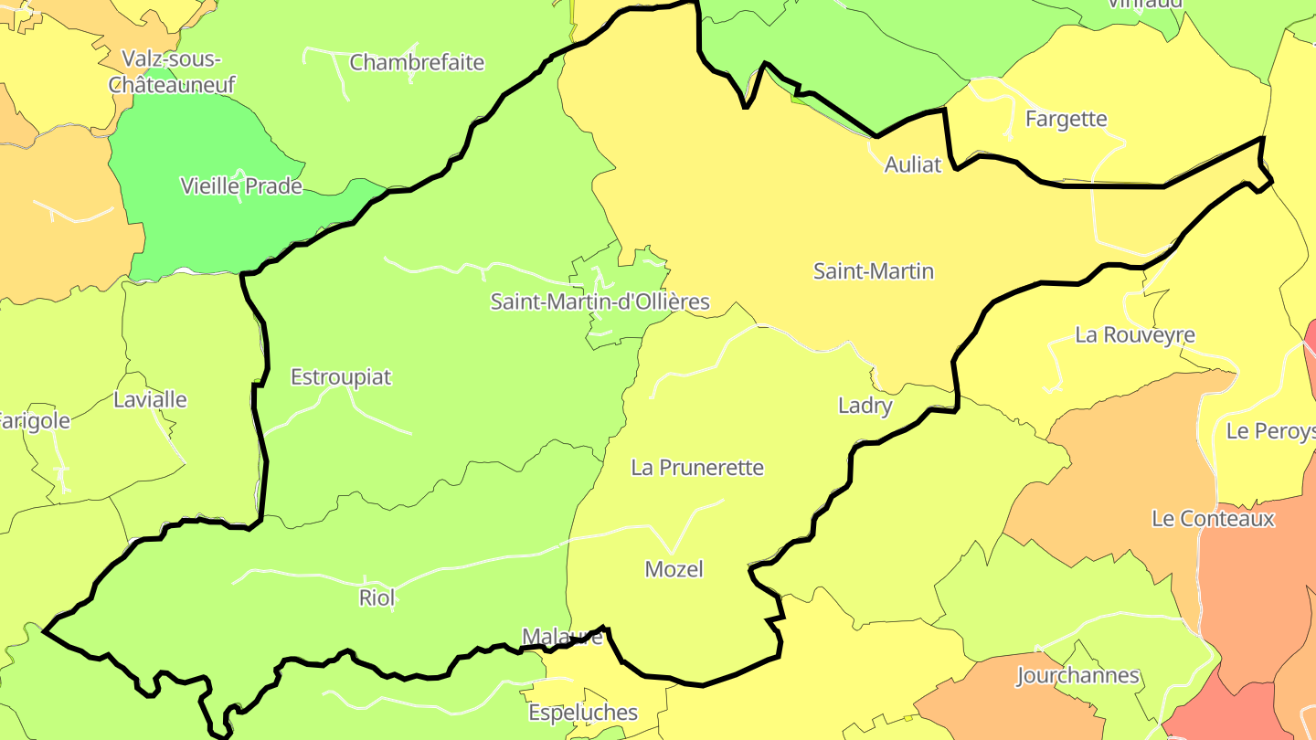 Carte des prix de l'immobilier Saint-Martin-d'Ollières