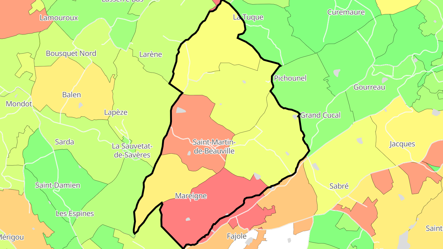 Carte des prix de l'immobilier Saint-Martin-de-Beauville