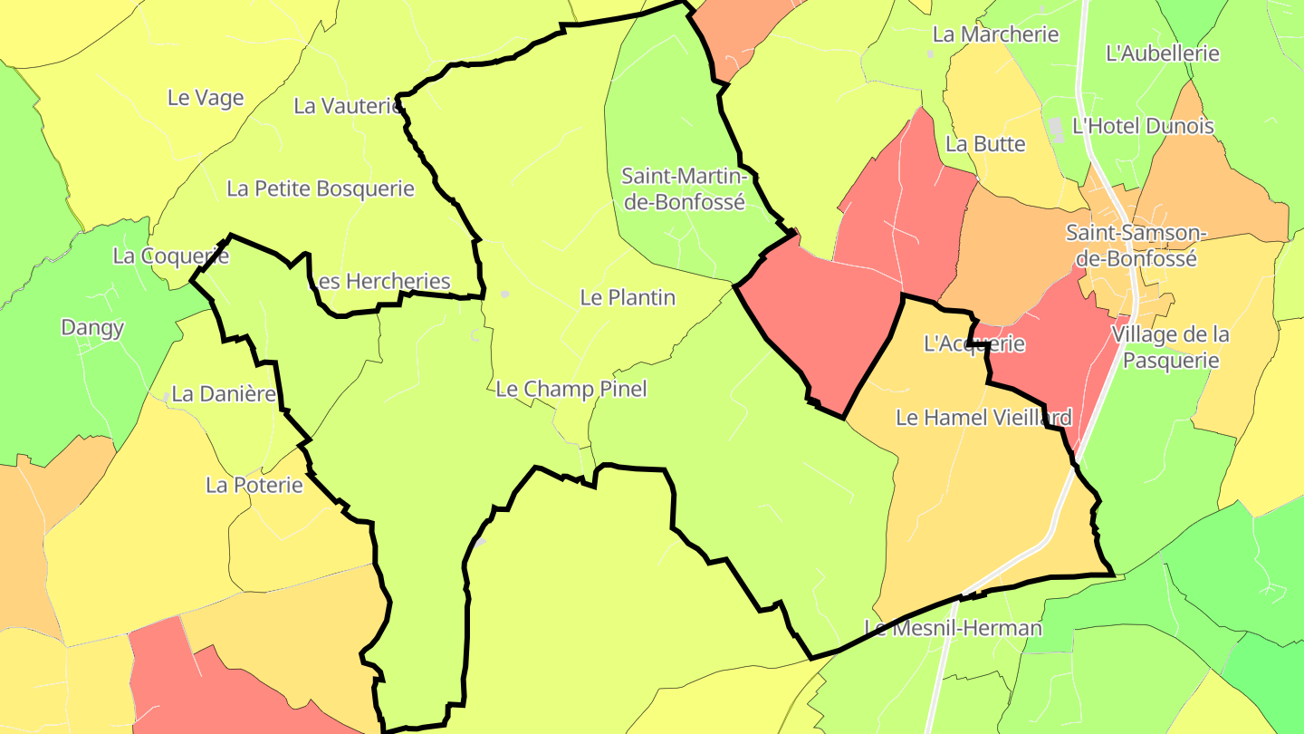 Carte des prix de l'immobilier Saint-Martin-de-Bonfossé
