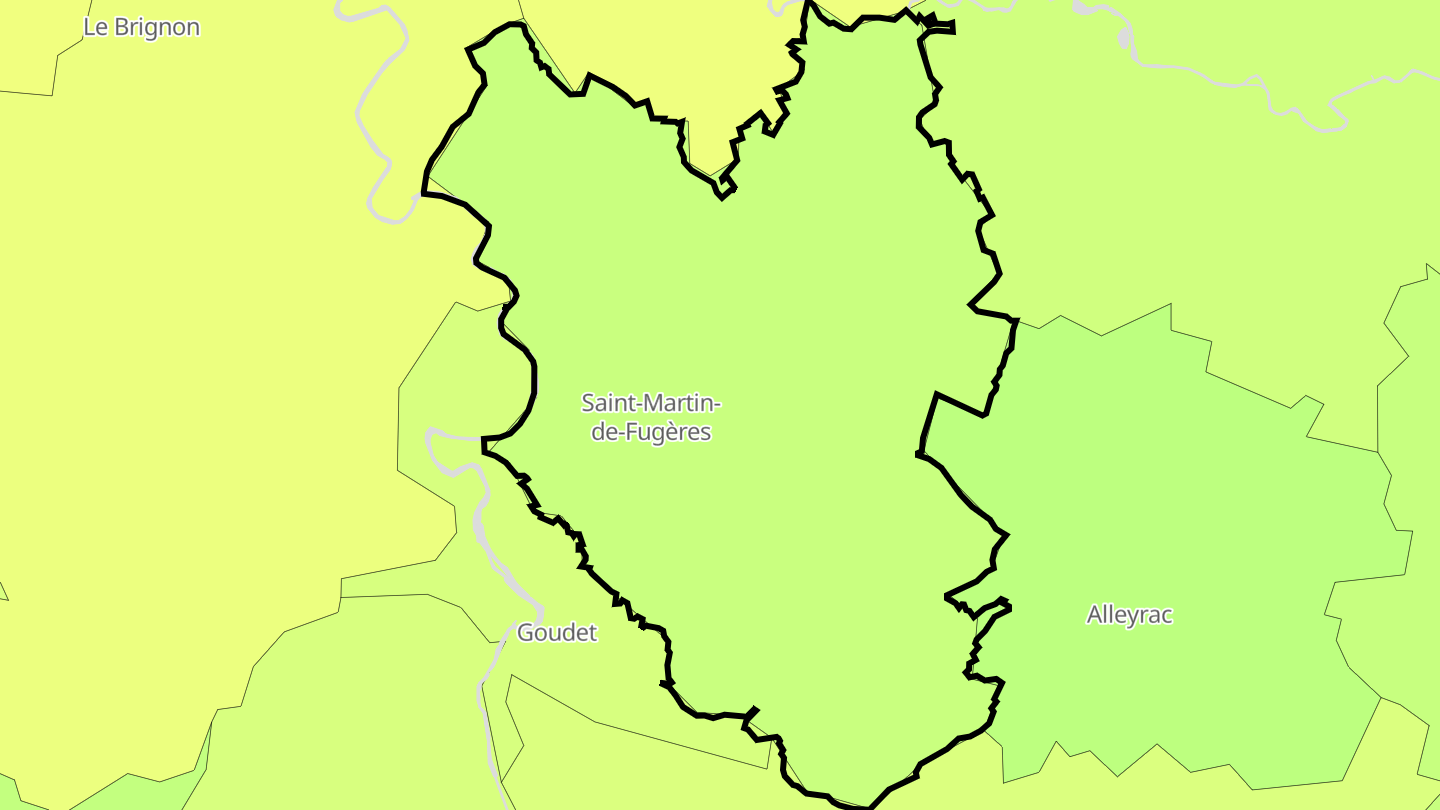 Carte des prix de l'immobilier Saint-Martin-de-Fugères