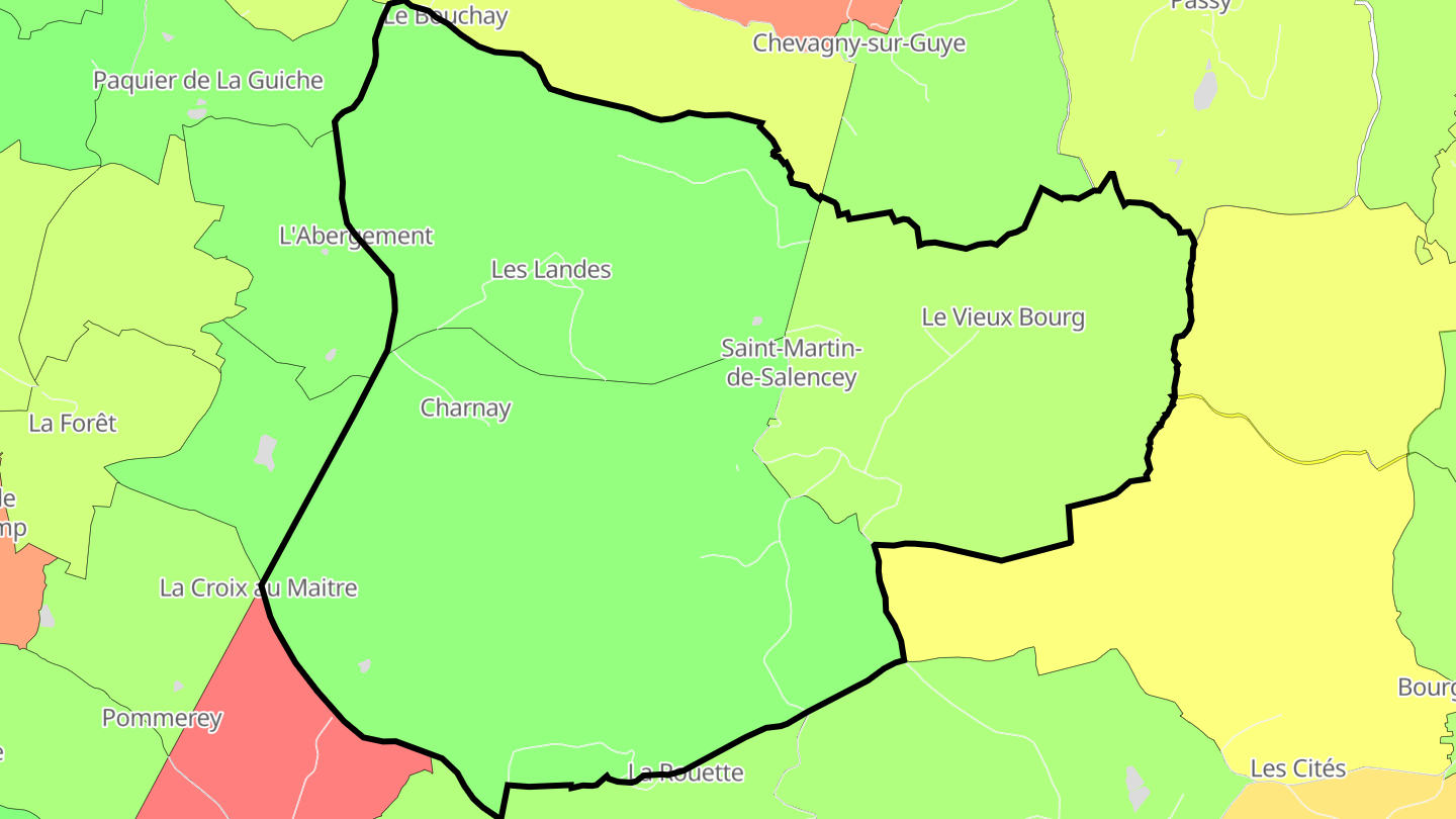 Carte des prix de l'immobilier Saint-Martin-de-Salencey