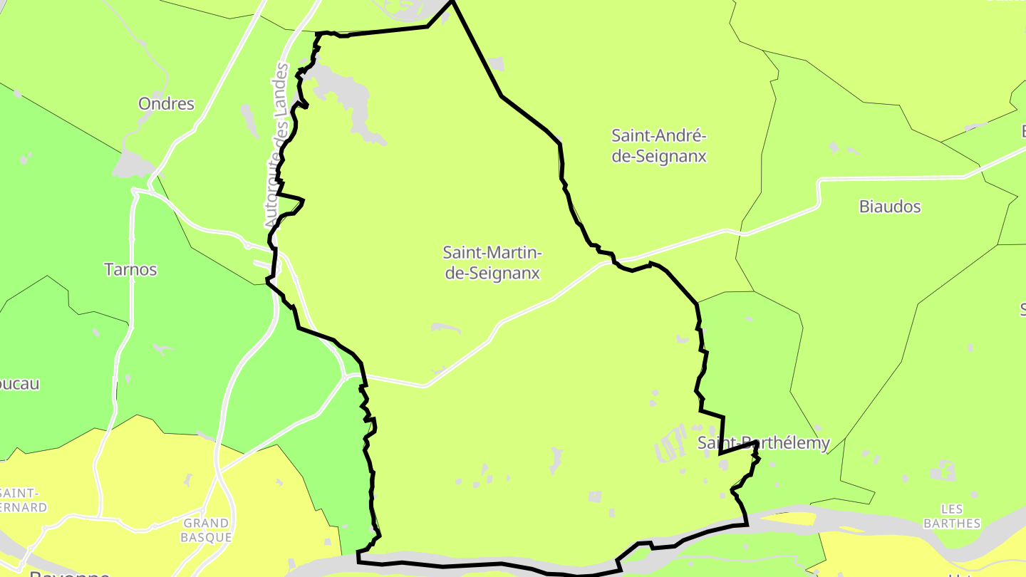 Carte des prix de l'immobilier Saint-Martin-de-Seignanx