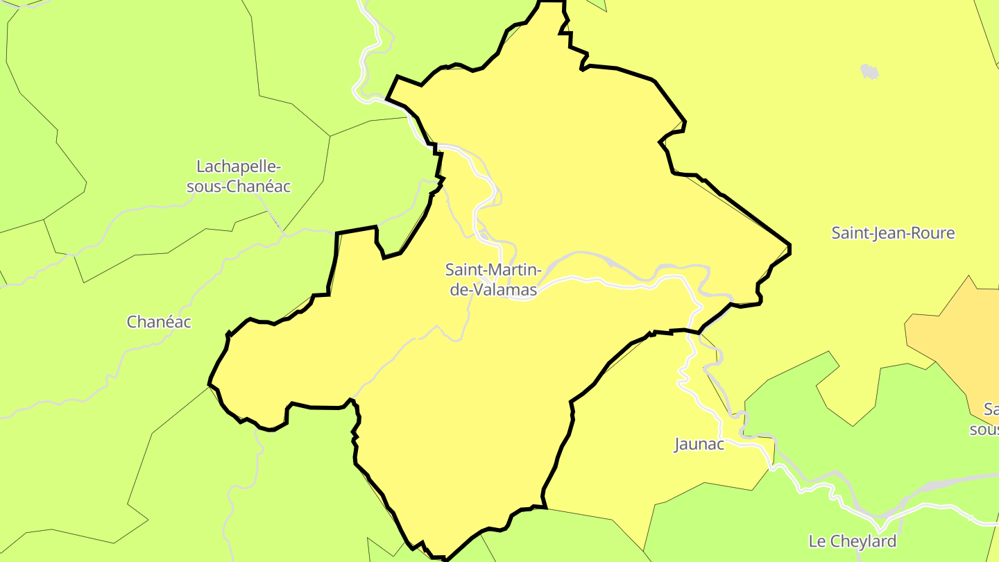 Carte des prix de l'immobilier Saint-Martin-de-Valamas