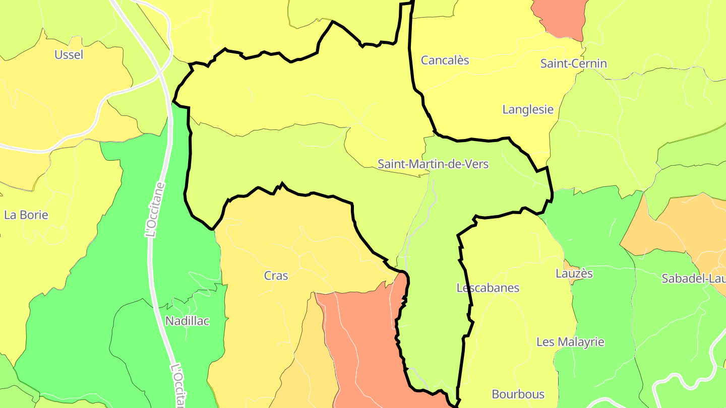 Carte des prix de l'immobilier Saint-Martin-de-Vers