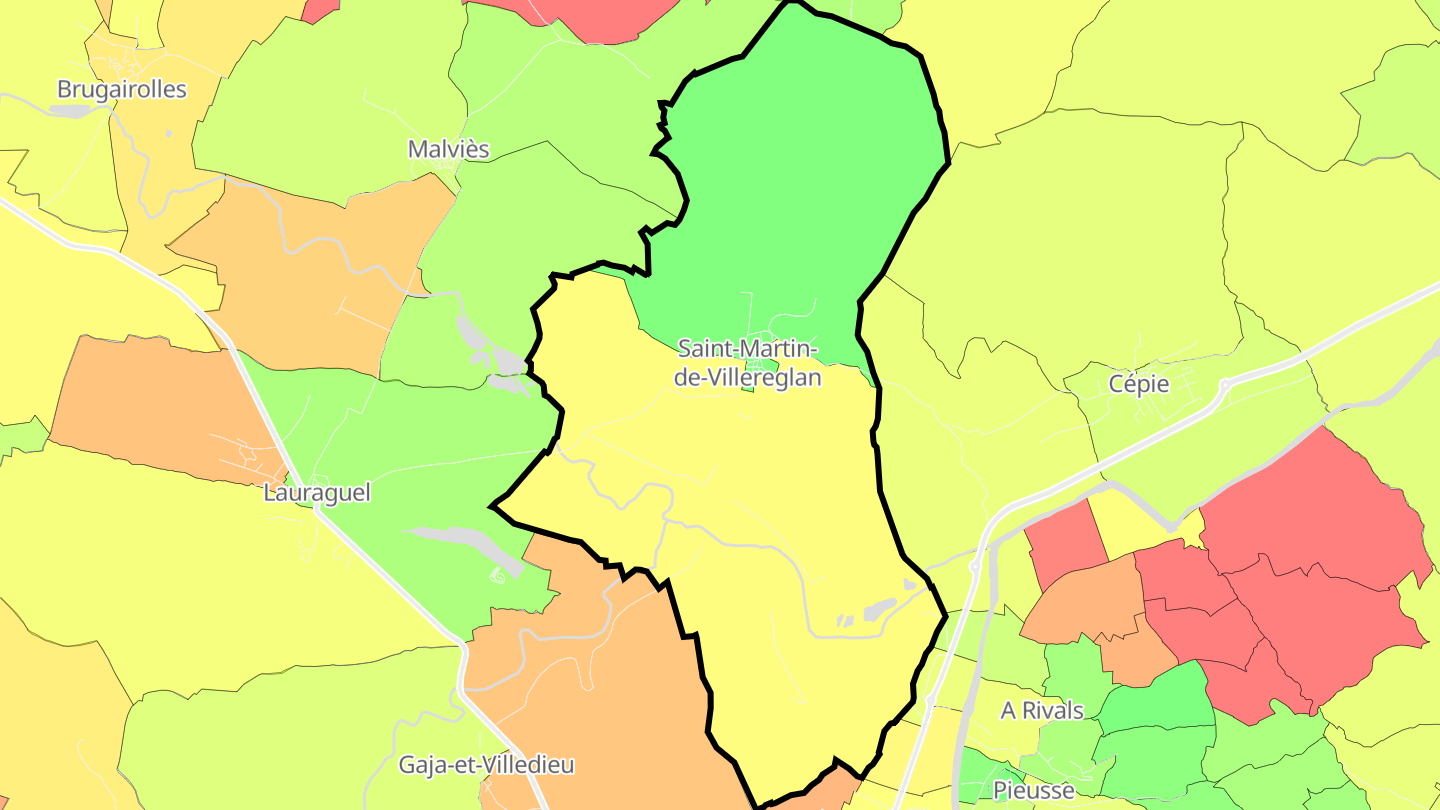 Carte des prix de l'immobilier Saint-Martin-de-Villereglan