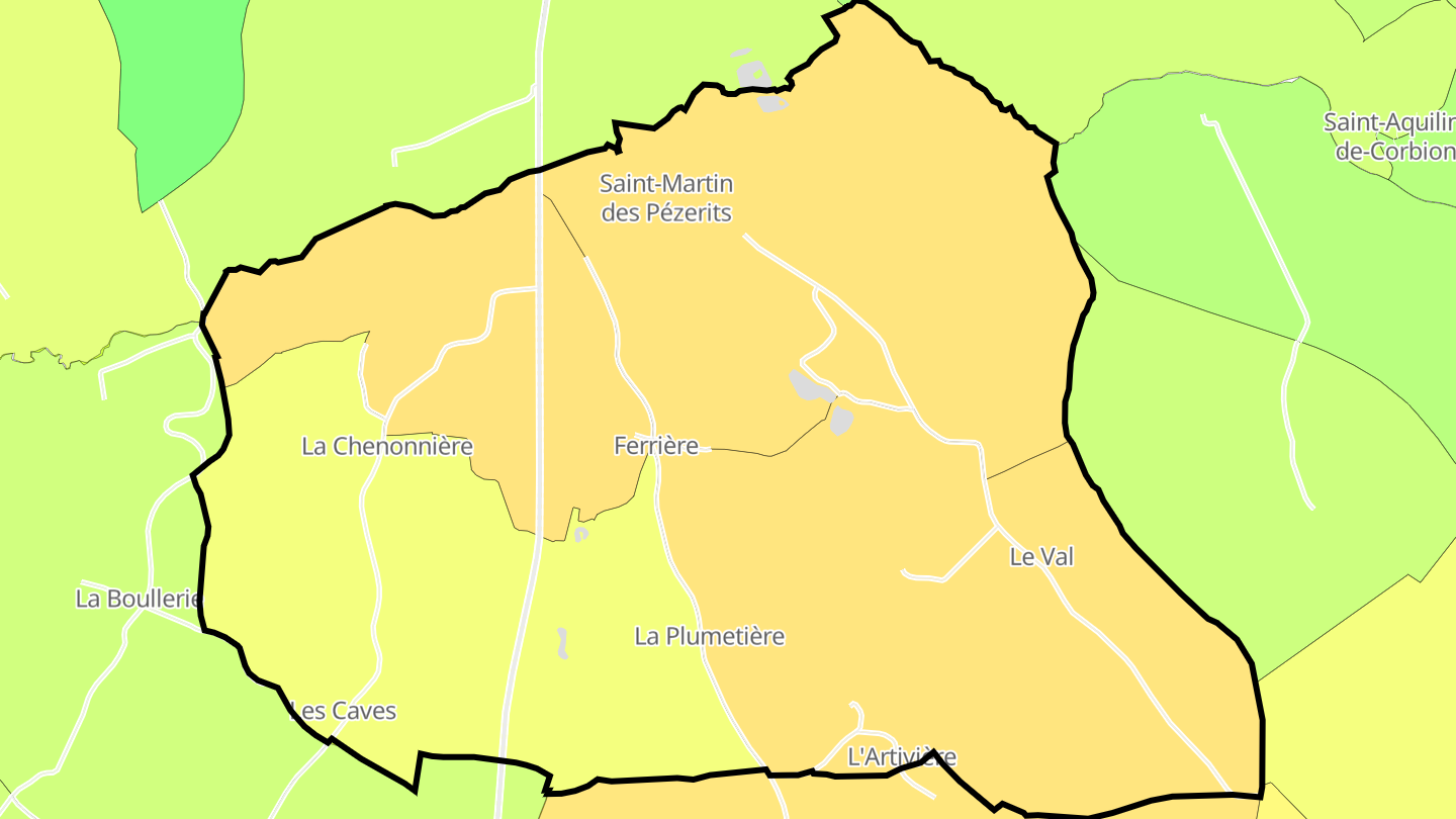 Carte des prix de l'immobilier Saint-Martin-des-Pézerits