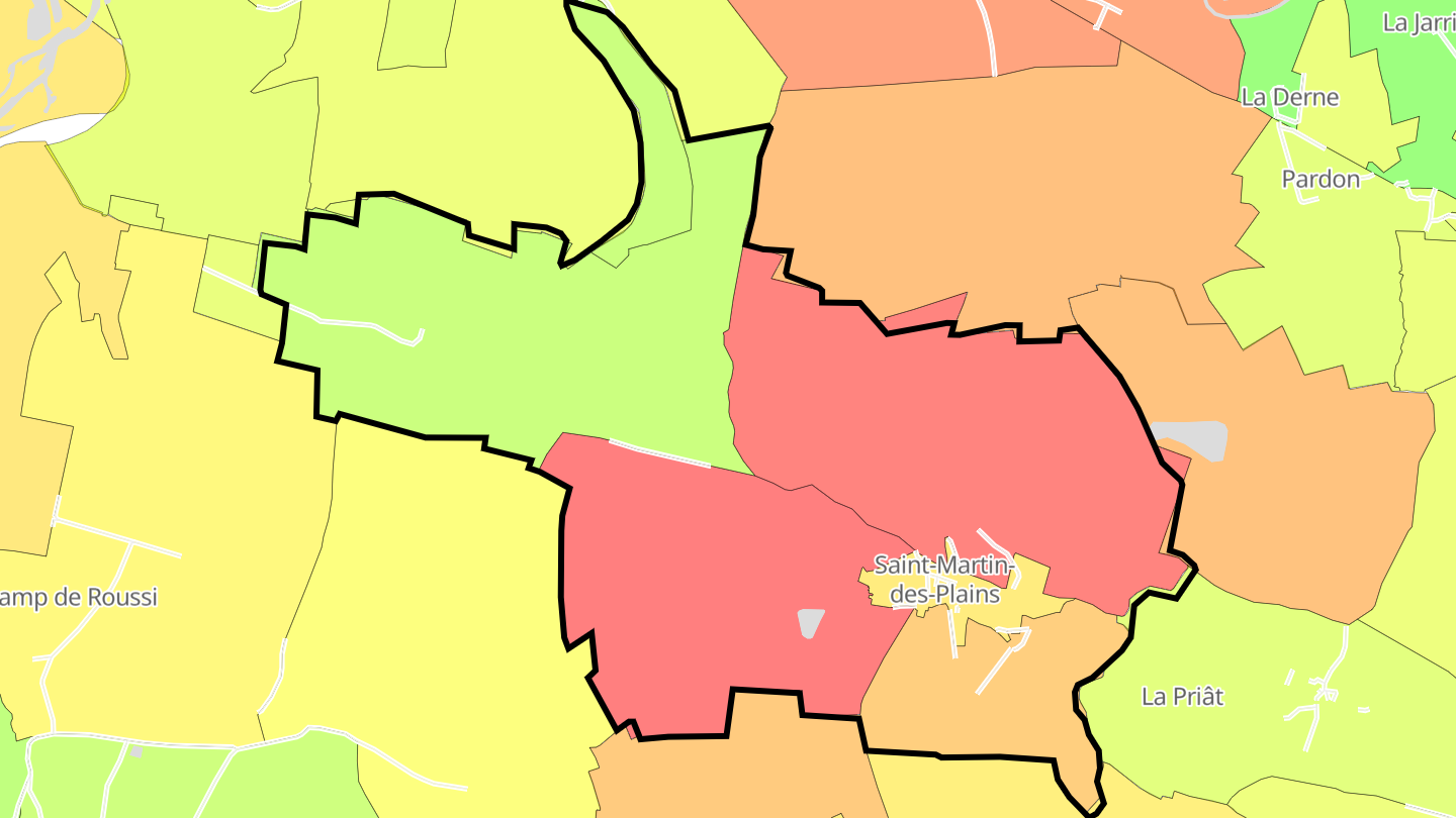 Carte des prix de l'immobilier Saint-Martin-des-Plains