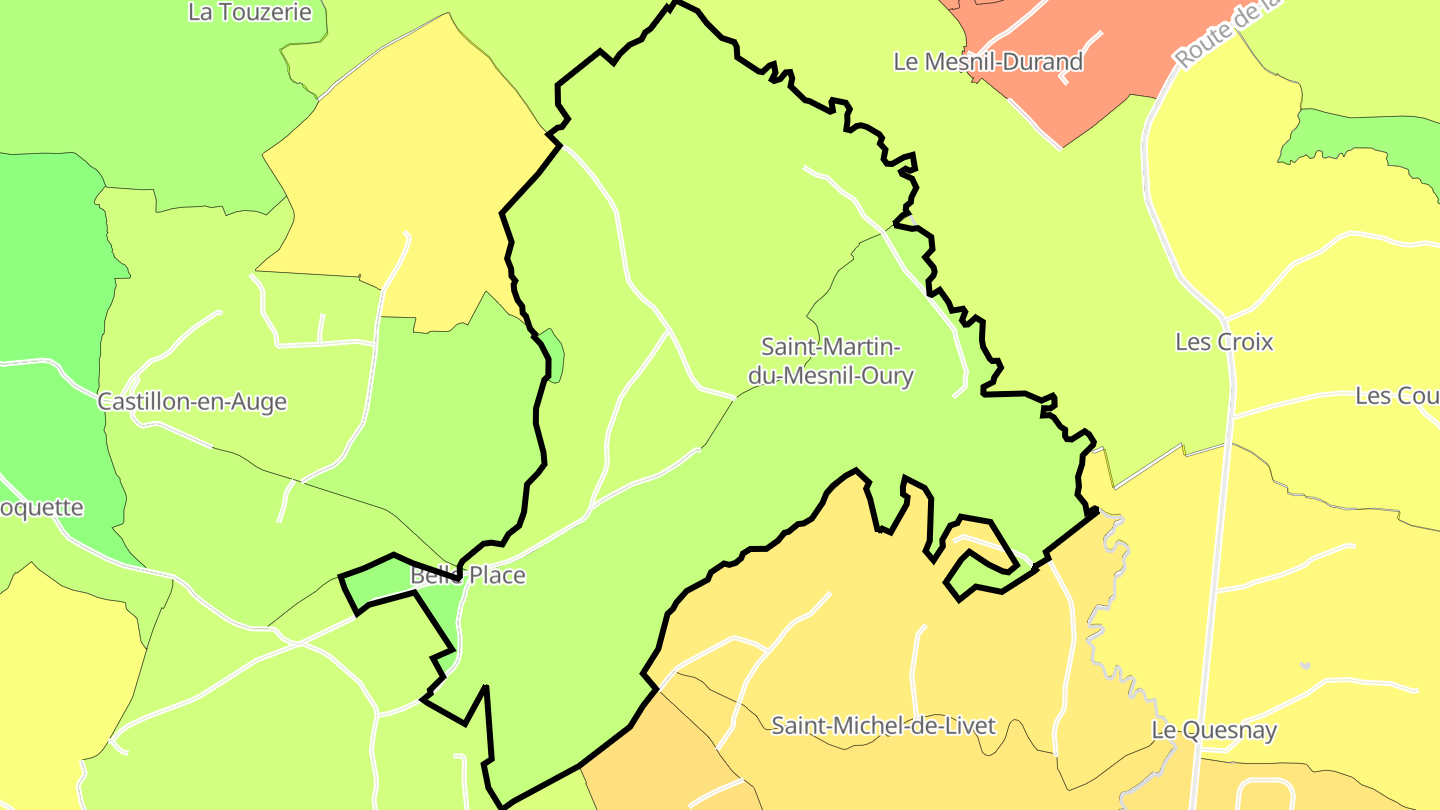 Carte des prix de l'immobilier Saint-Martin-du-Mesnil-Oury
