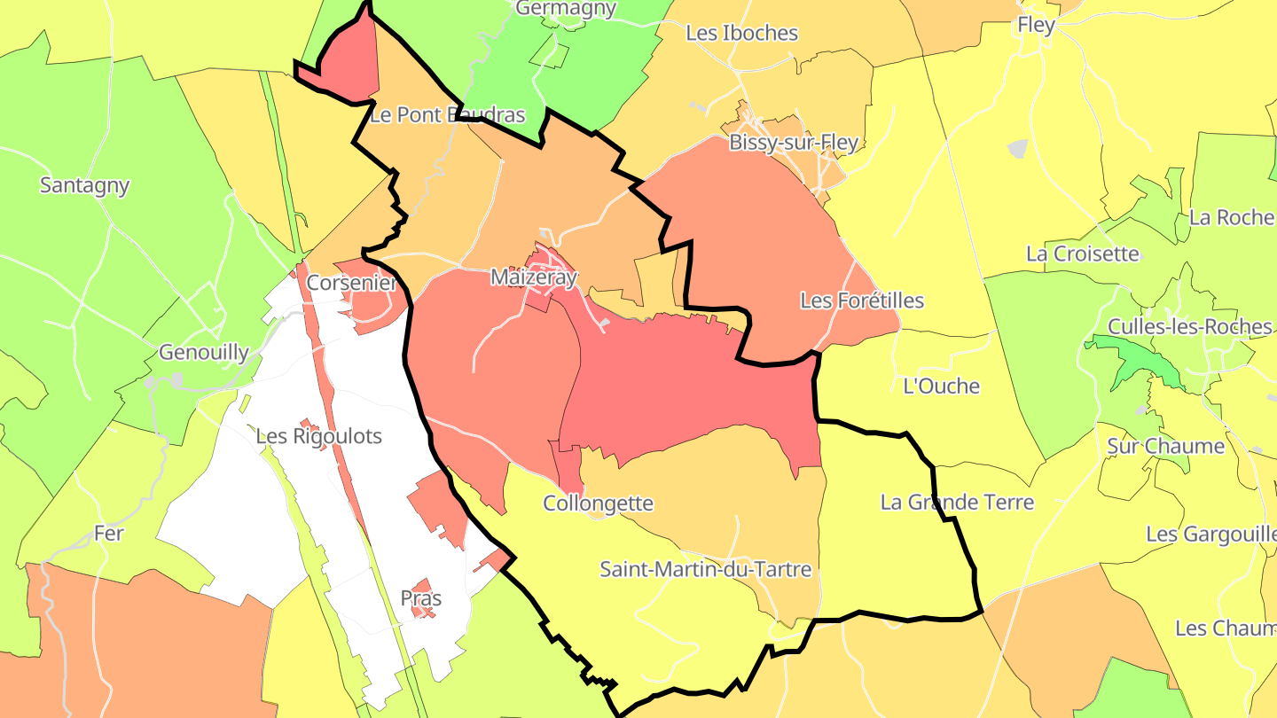 Carte des prix de l'immobilier Saint-Martin-du-Tartre