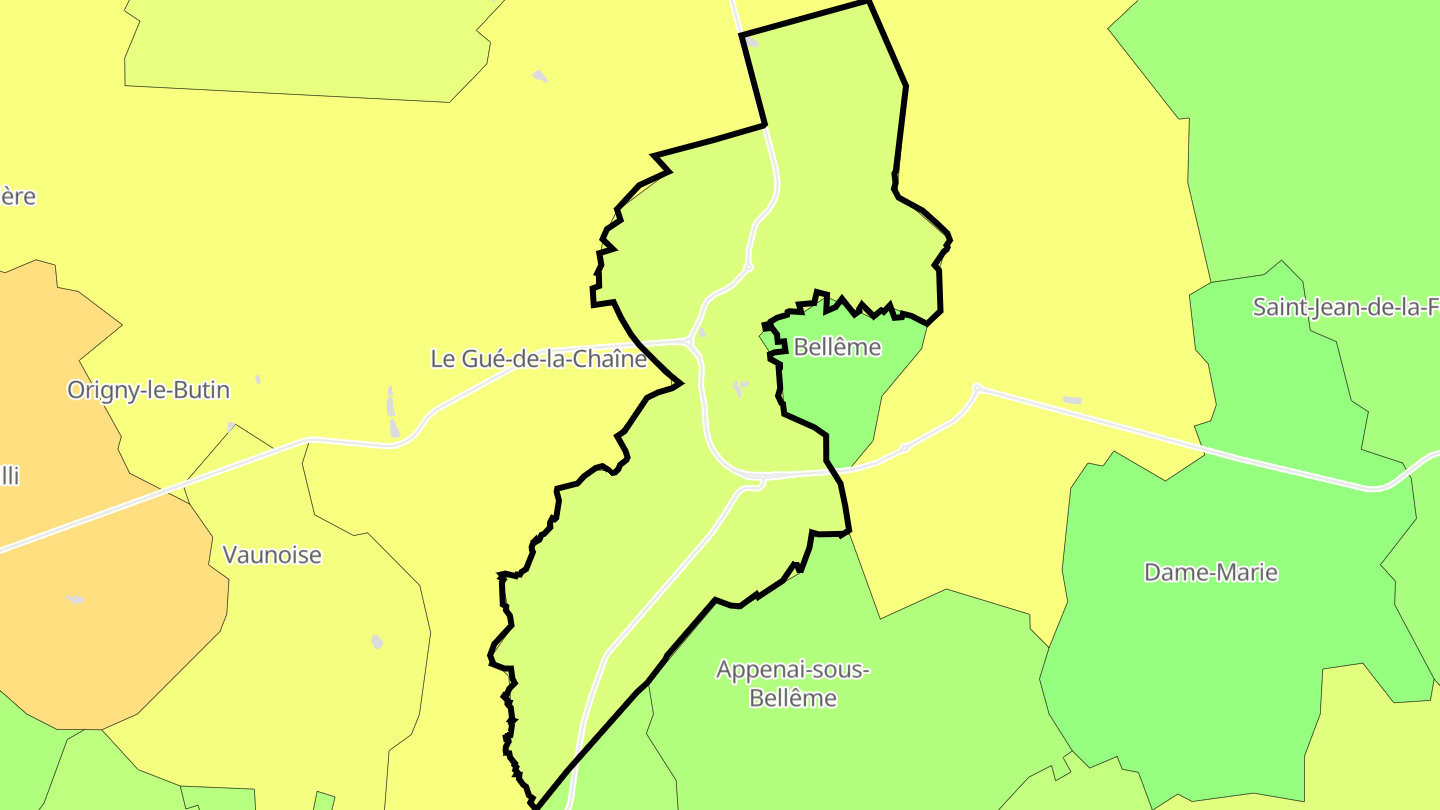 Carte des prix de l'immobilier Saint-Martin-du-Vieux-Bellême