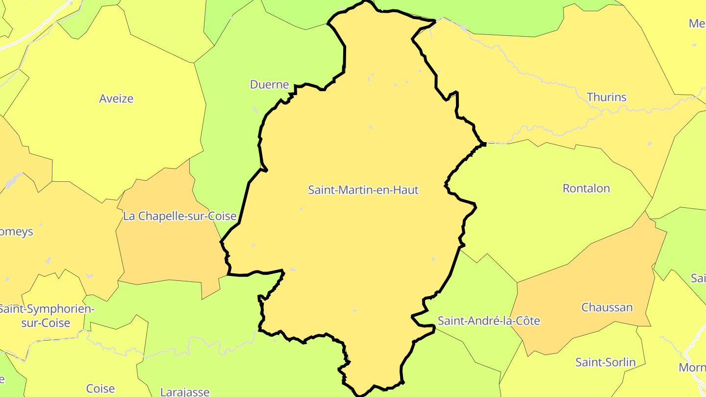 Carte des prix de l'immobilier Saint-Martin-en-Haut