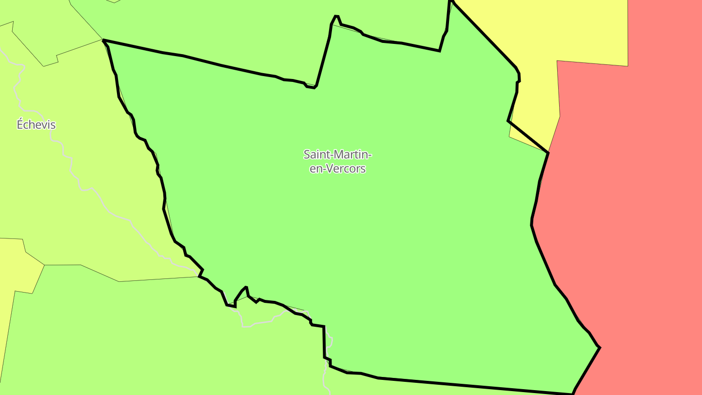 Carte des prix de l'immobilier Saint-Martin-en-Vercors