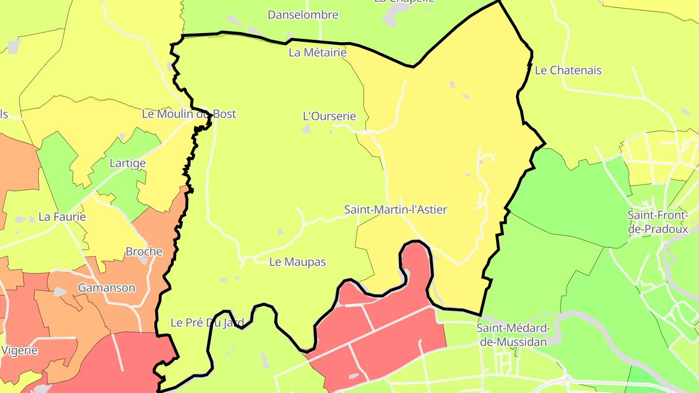 Carte des prix de l'immobilier Saint-Martin-l'Astier