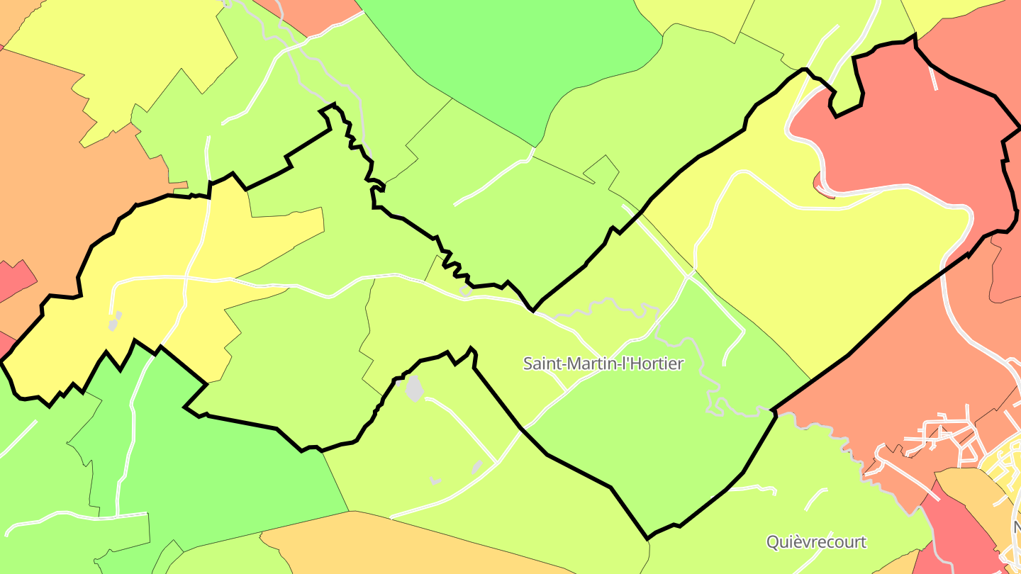 Carte des prix de l'immobilier Saint-Martin-l'Hortier