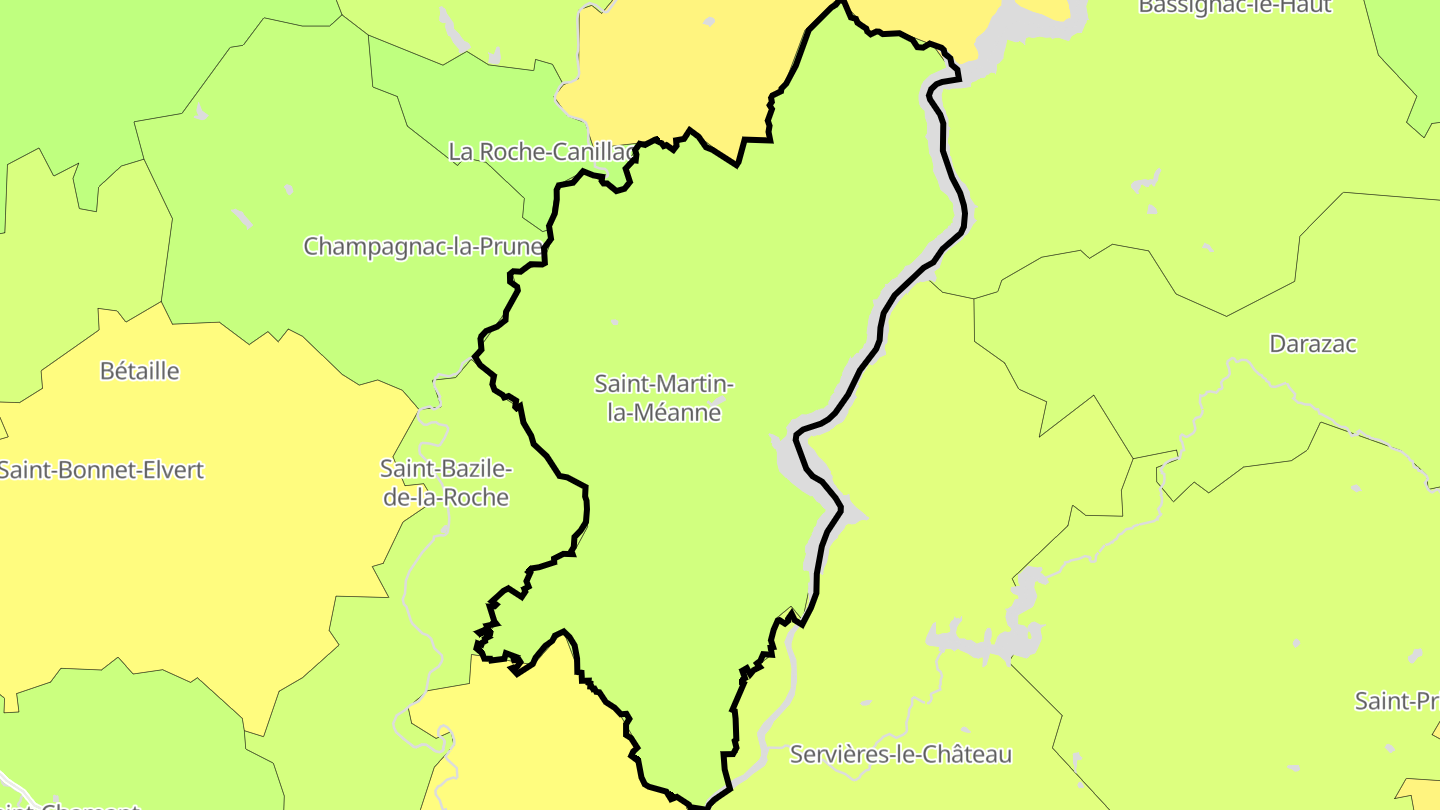 Carte des prix de l'immobilier Saint-Martin-la-Méanne