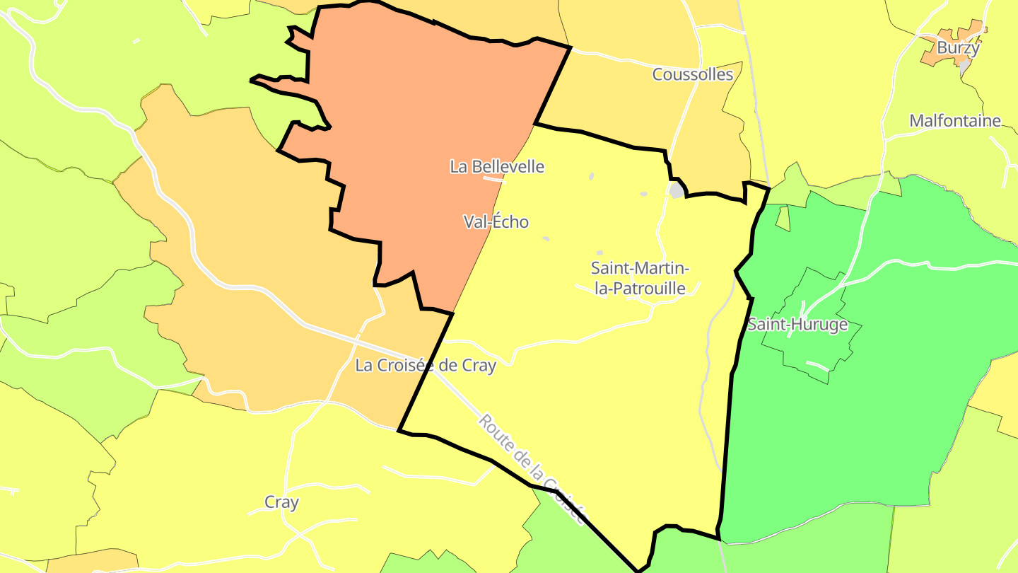 Carte des prix de l'immobilier Saint-Martin-la-Patrouille