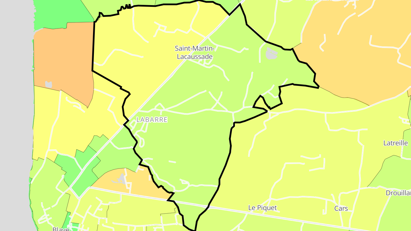 Carte des prix de l'immobilier Saint-Martin-Lacaussade