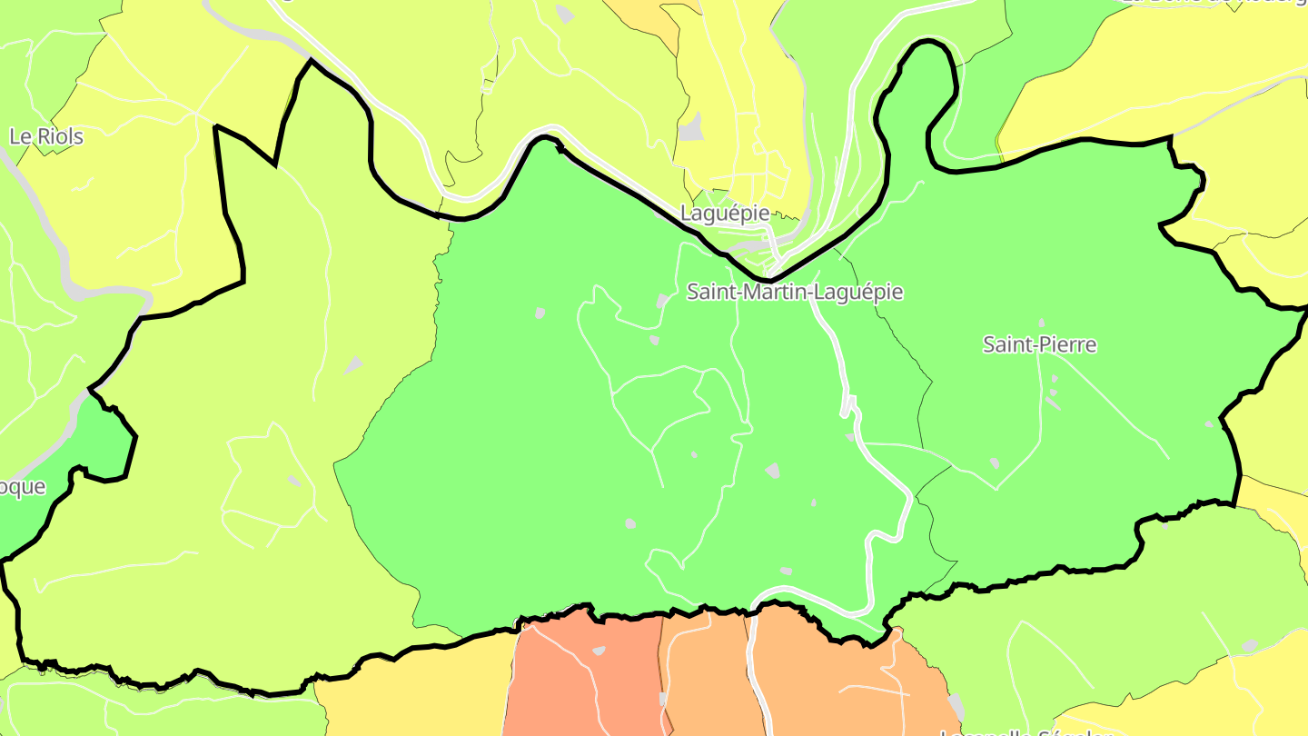 Carte des prix de l'immobilier Saint-Martin-Laguépie