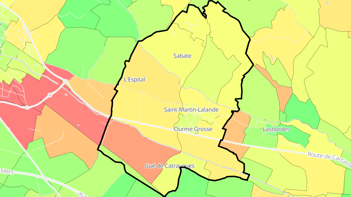 Carte des prix de l'immobilier Saint-Martin-Lalande