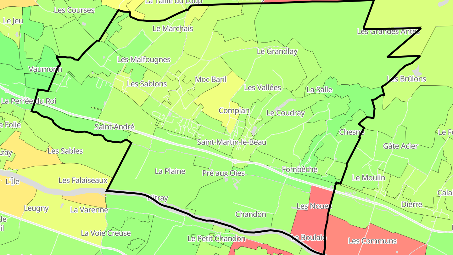 Carte des prix de l'immobilier Saint-Martin-le-Beau