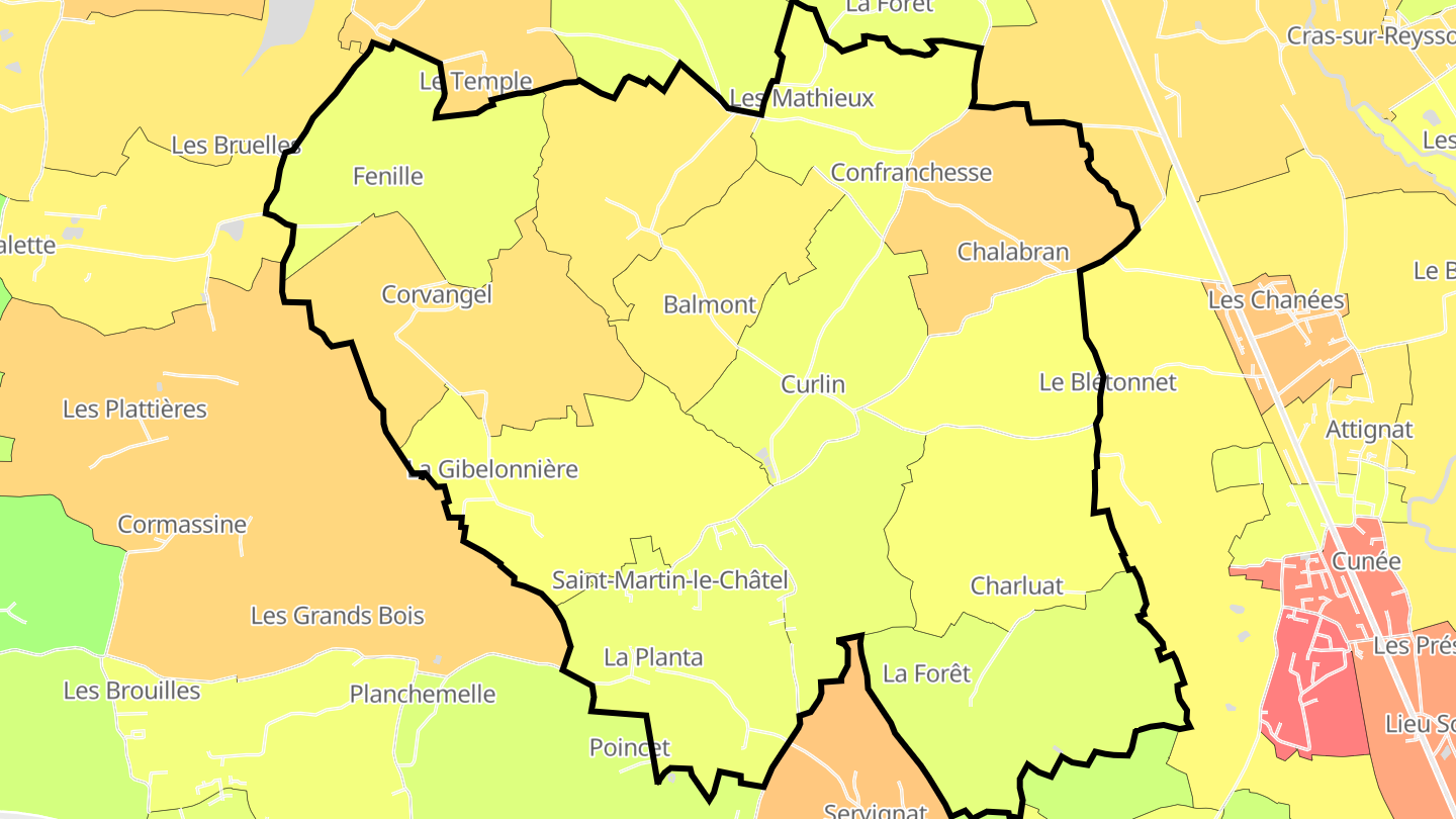 Carte des prix de l'immobilier Saint-Martin-le-Châtel