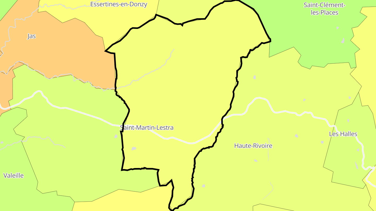 Carte des prix de l'immobilier Saint-Martin-Lestra
