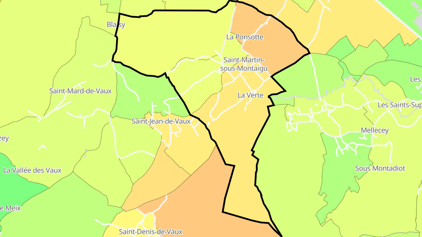 Carte des prix de l'immobilier Saint-Martin-sous-Montaigu
