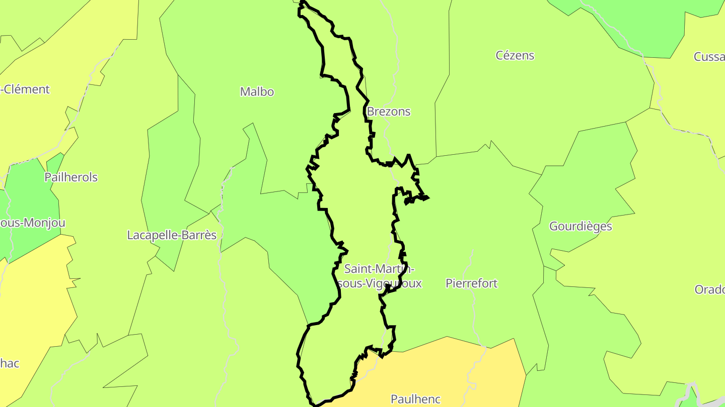 Carte des prix de l'immobilier Saint-Martin-sous-Vigouroux