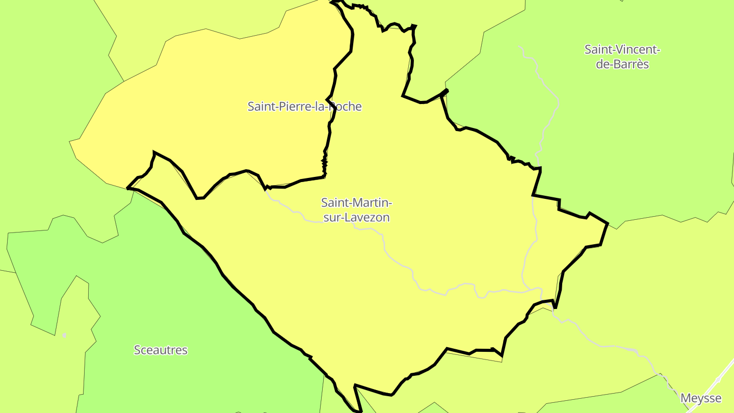 Carte des prix de l'immobilier Saint-Martin-sur-Lavezon