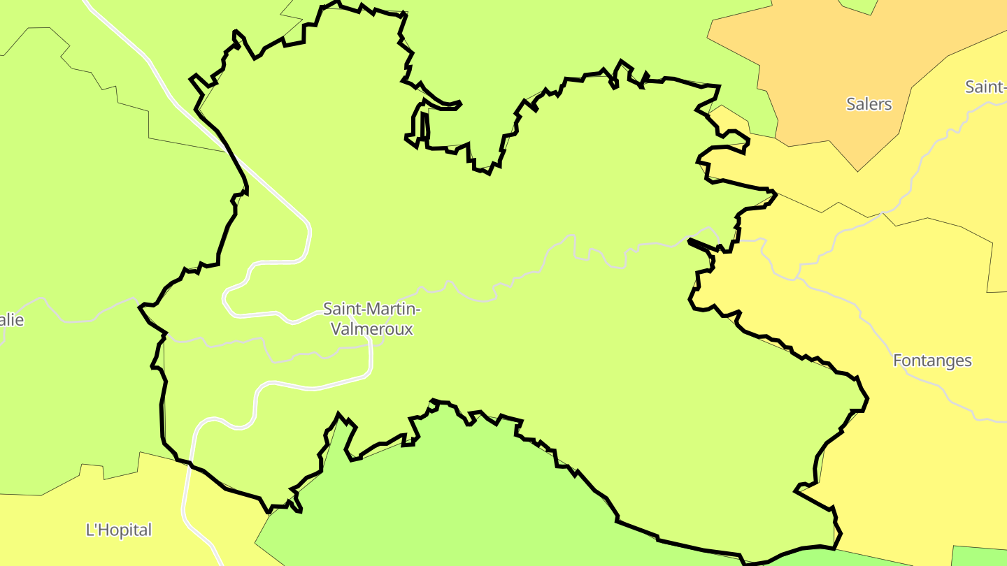 Carte des prix de l'immobilier Saint-Martin-Valmeroux