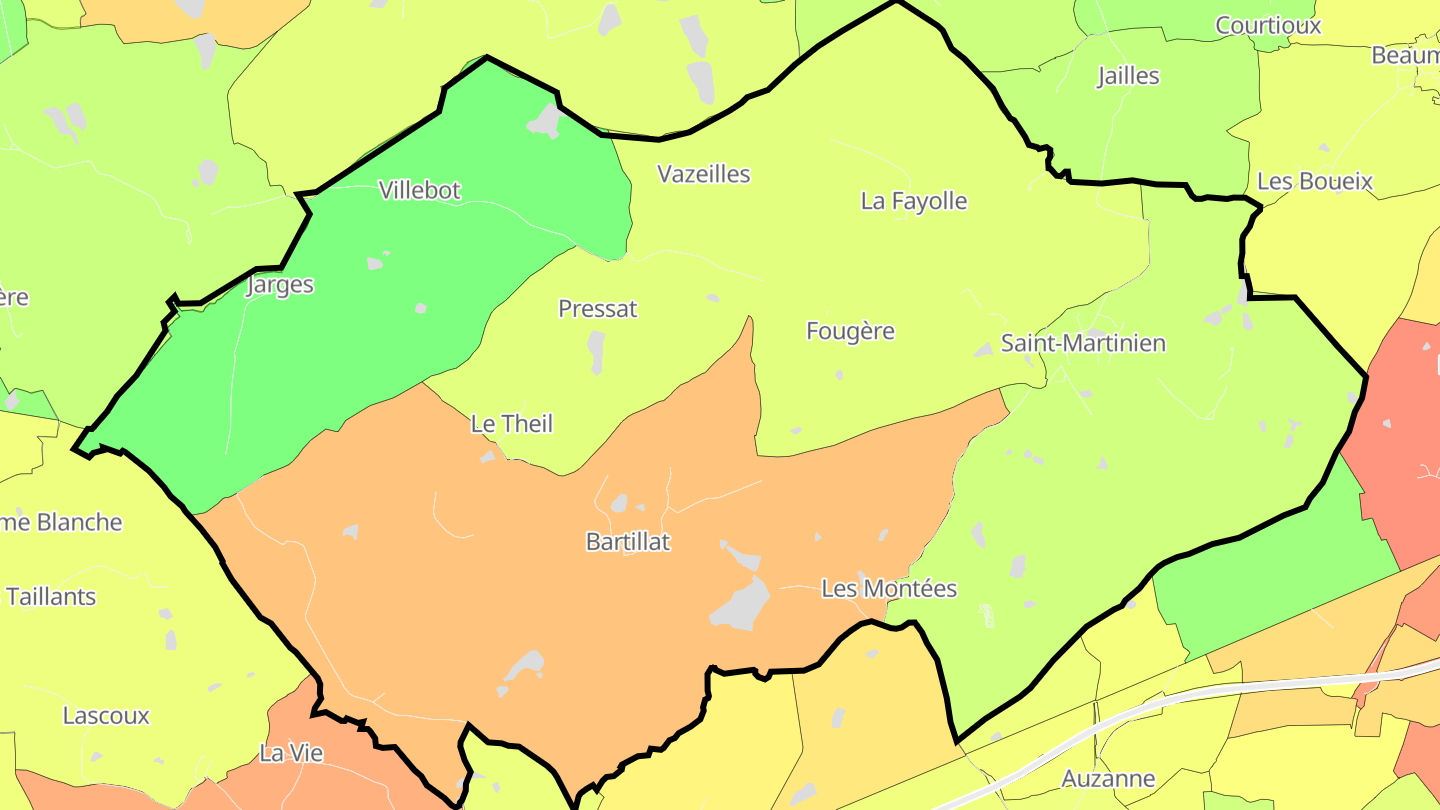 Carte des prix de l'immobilier Saint-Martinien