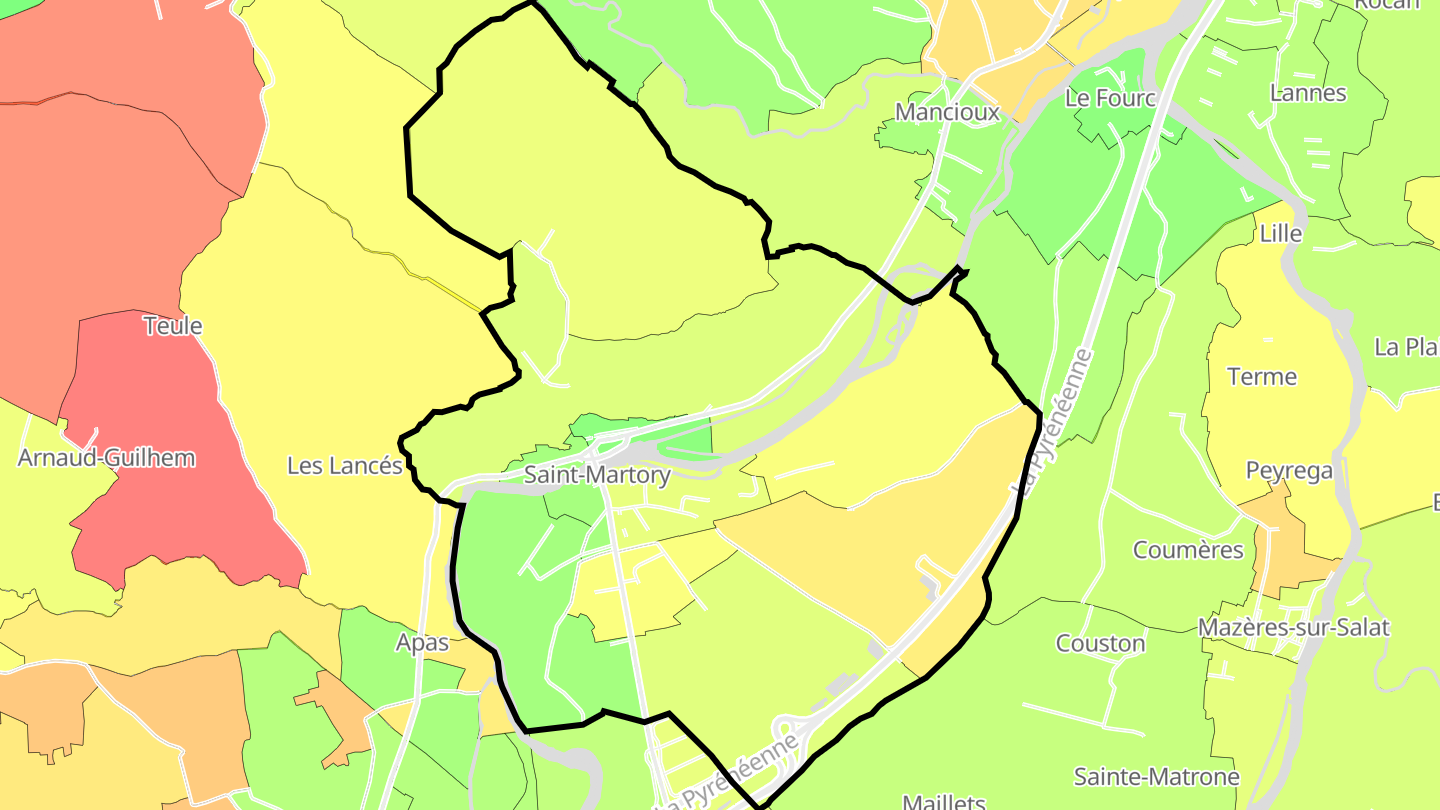 Carte des prix de l'immobilier Saint-Martory