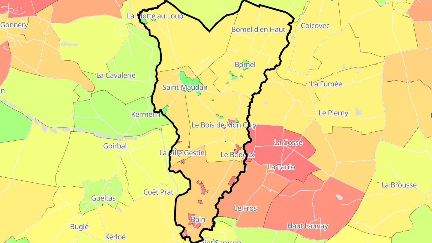 Carte des prix de l'immobilier Saint-Maudan