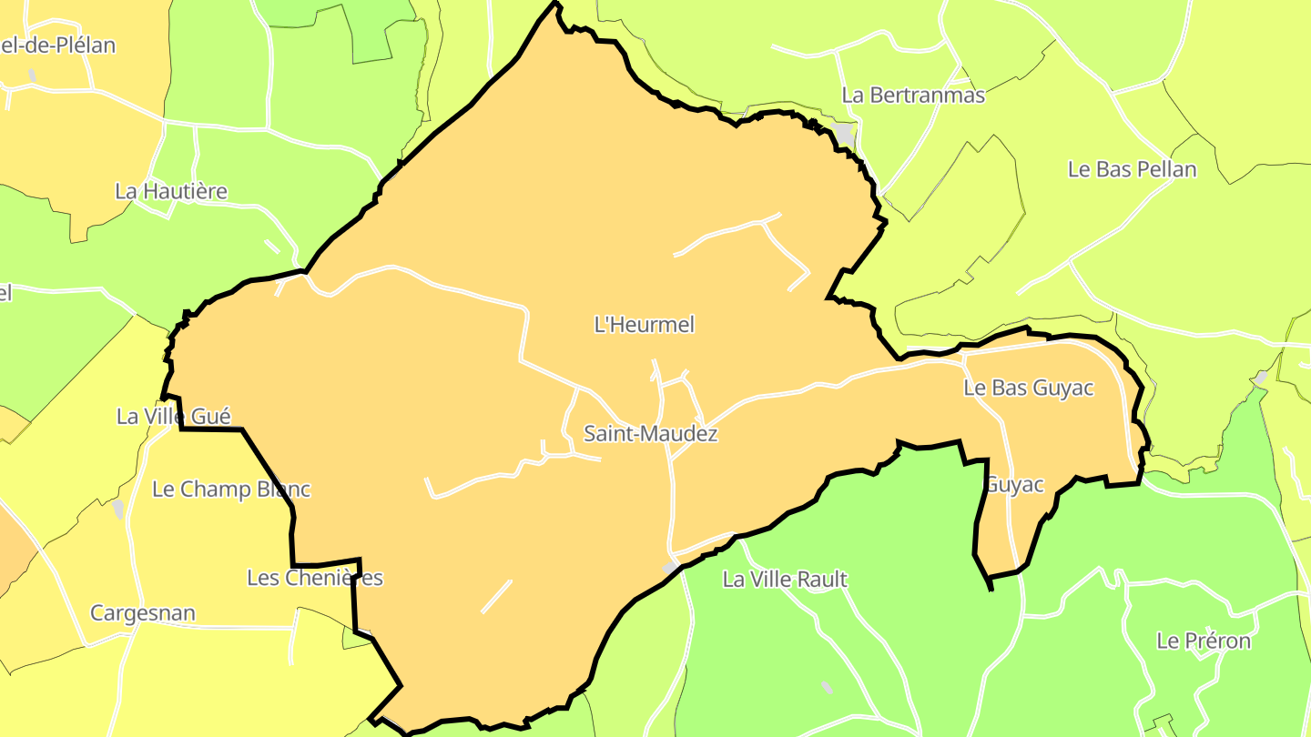 Carte des prix de l'immobilier Saint-Maudez