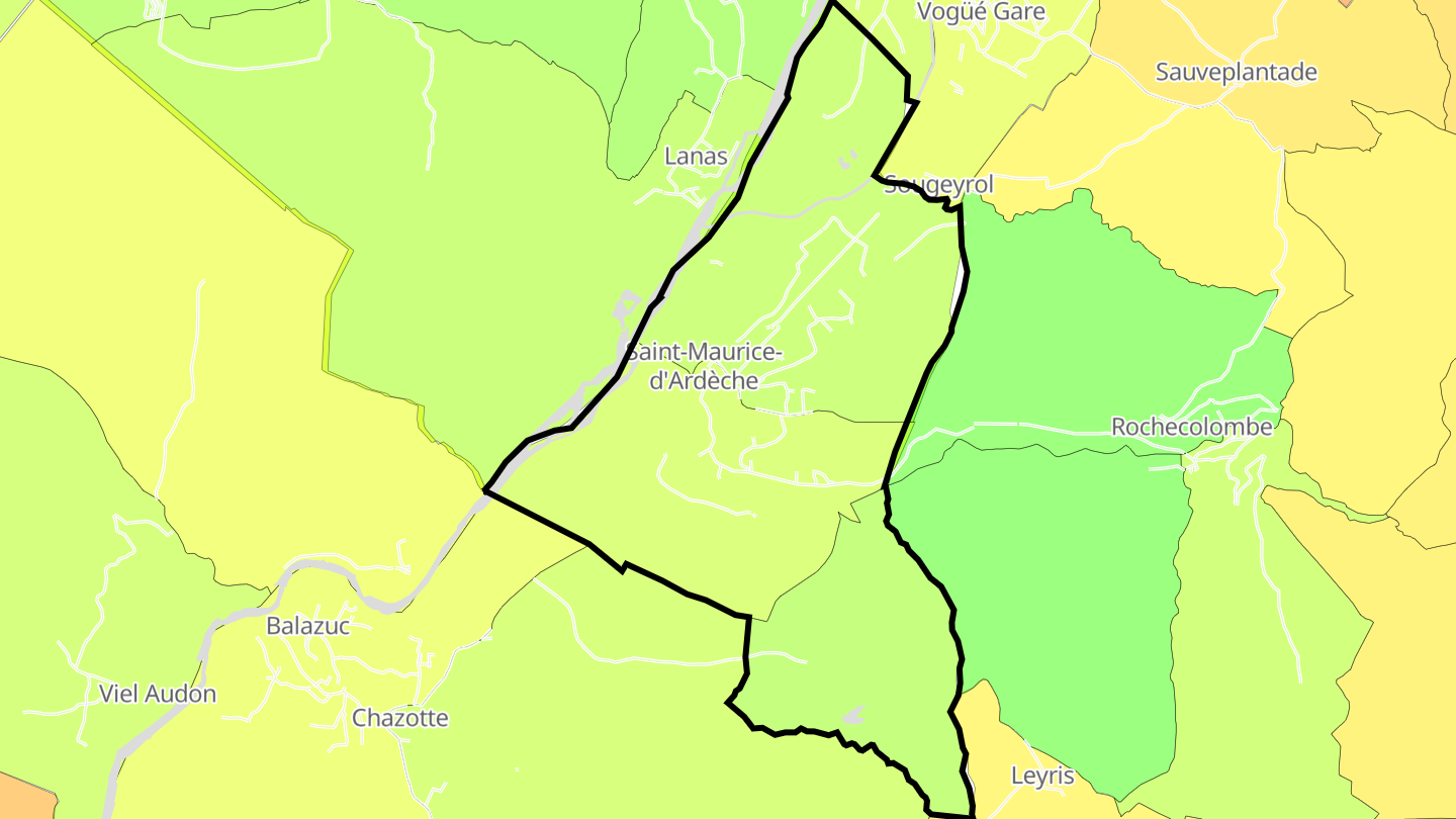 Carte des prix de l'immobilier Saint-Maurice-d'Ardèche