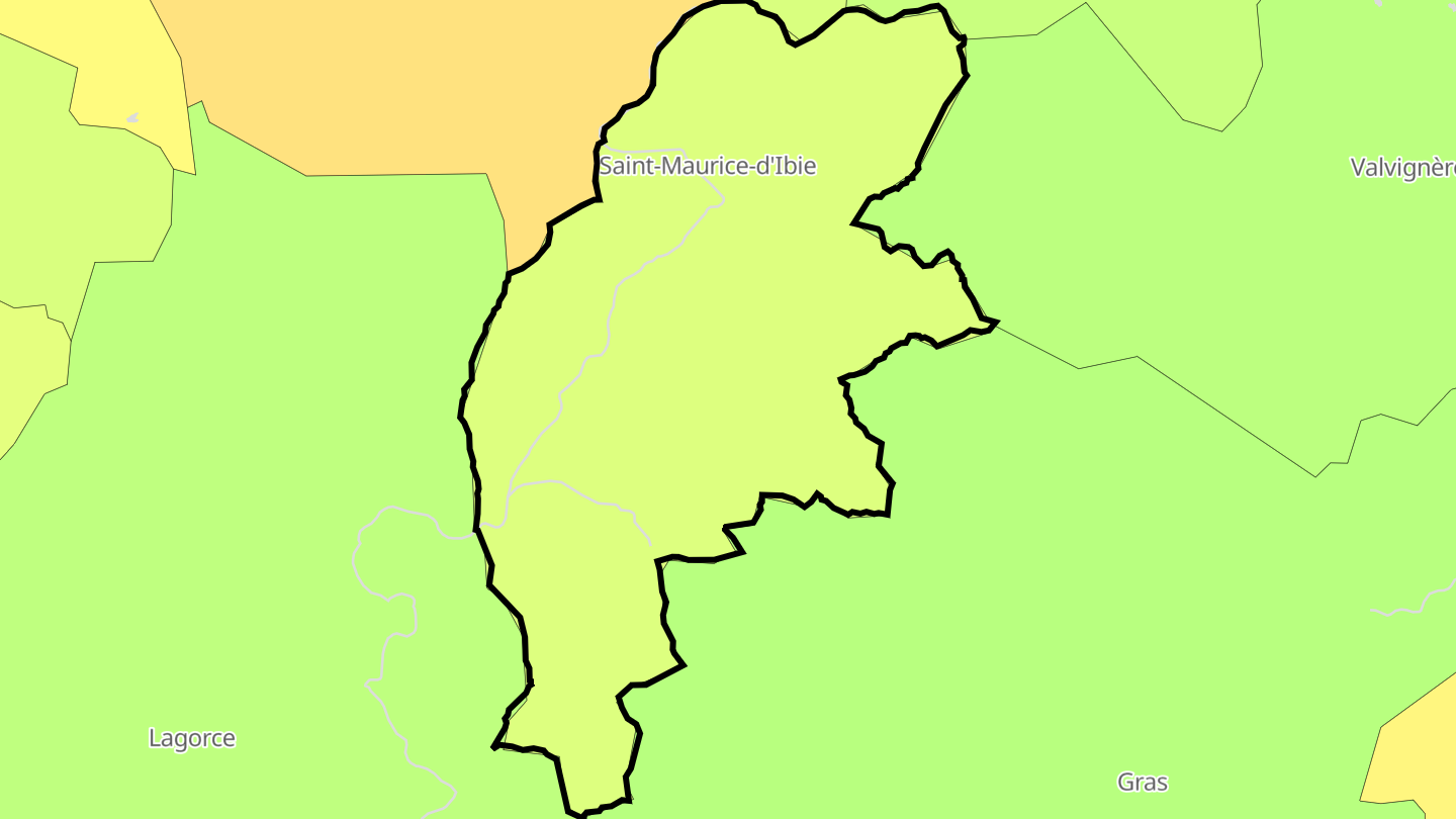 Carte des prix de l'immobilier Saint-Maurice-d'Ibie