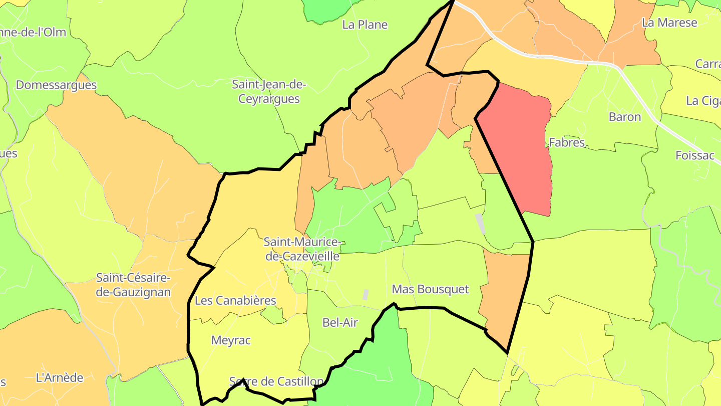 Carte des prix de l'immobilier Saint-Maurice-de-Cazevieille