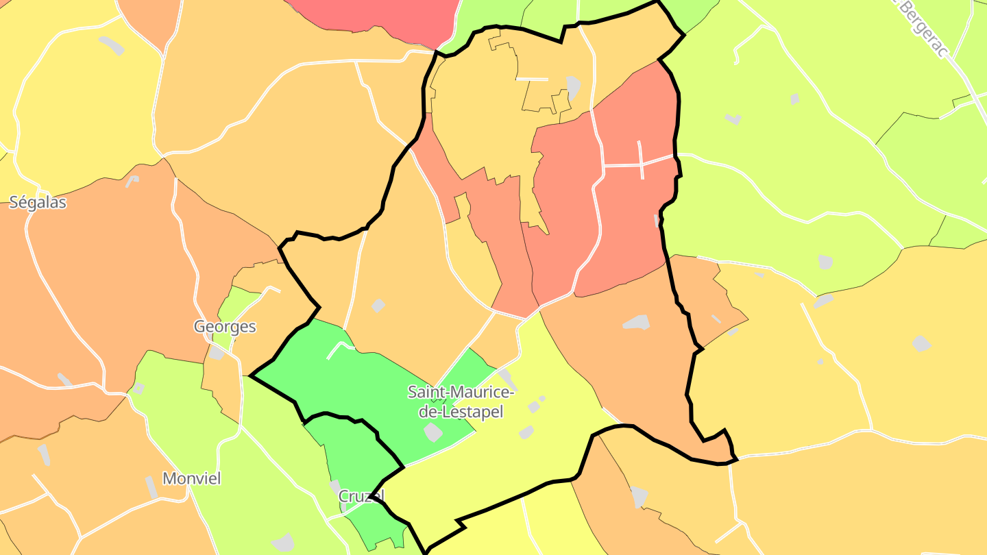 Carte des prix de l'immobilier Saint-Maurice-de-Lestapel