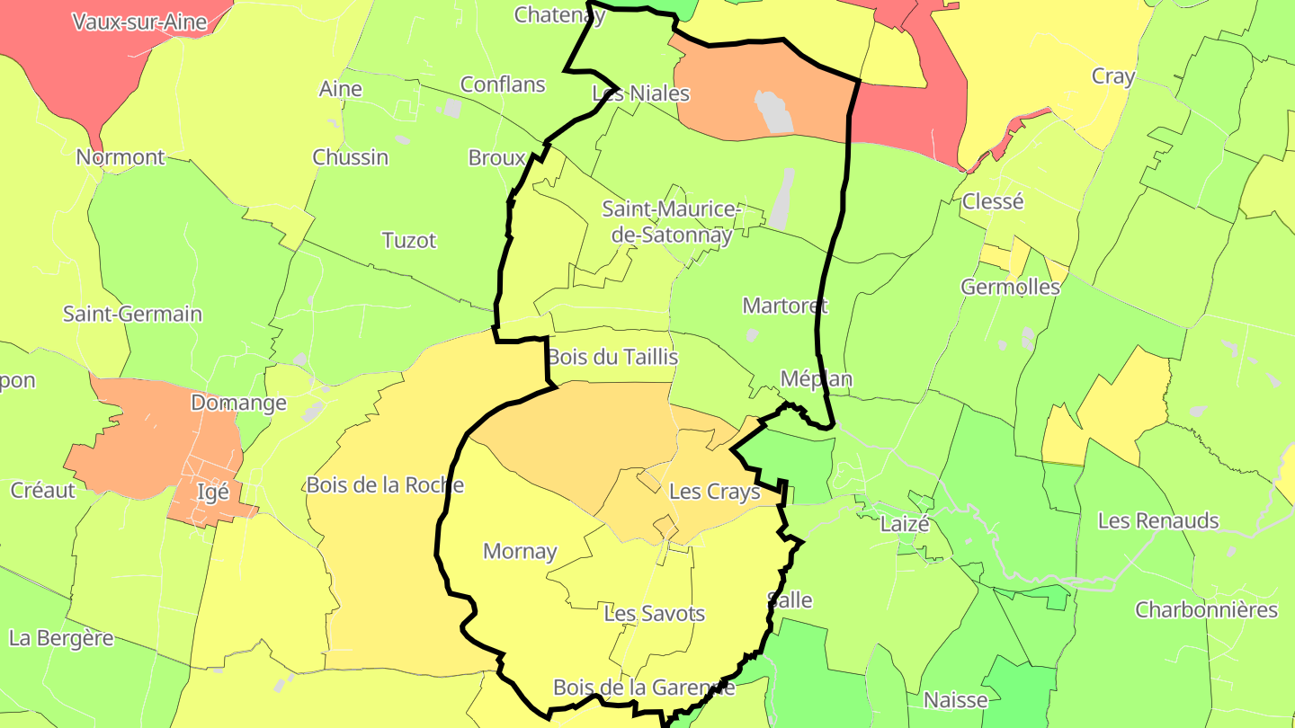 Carte des prix de l'immobilier Saint-Maurice-de-Satonnay