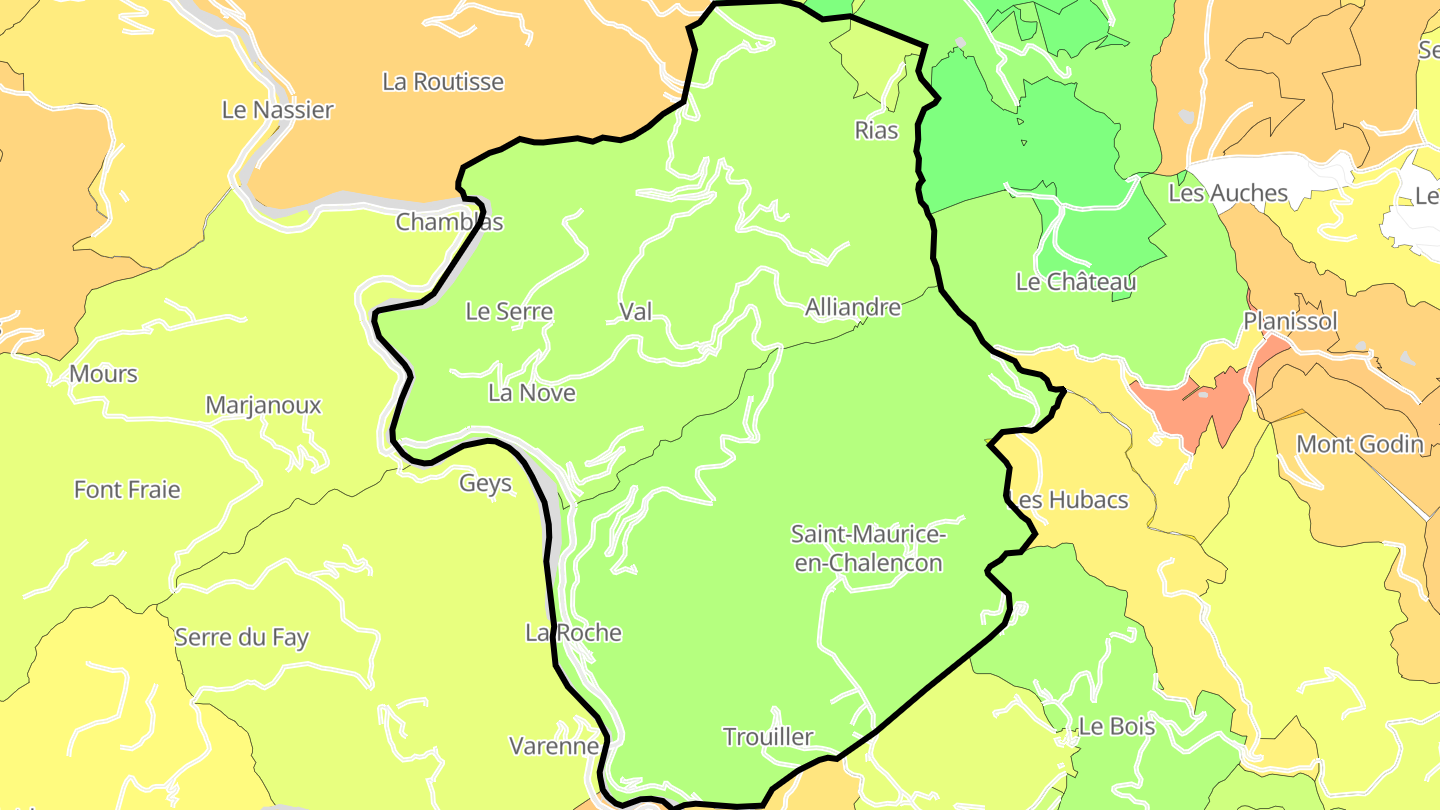 Carte des prix de l'immobilier Saint-Maurice-en-Chalencon