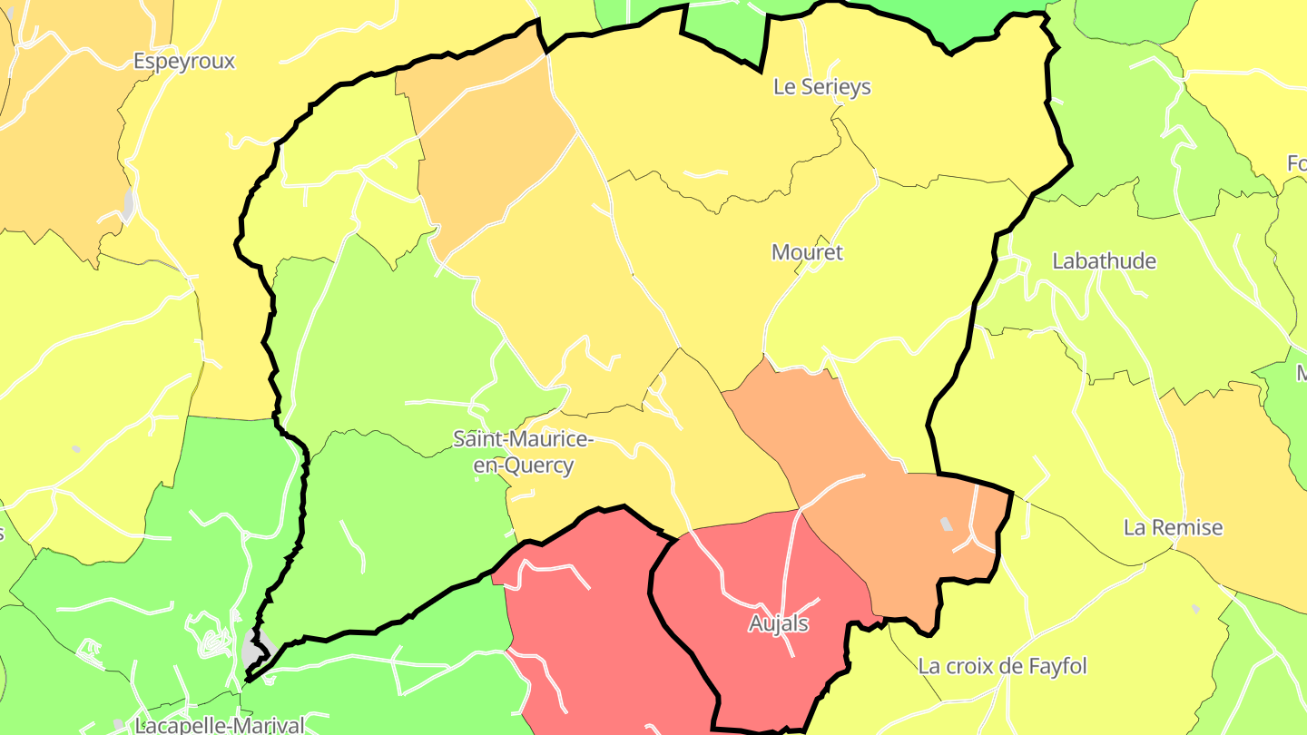 Carte des prix de l'immobilier Saint-Maurice-en-Quercy