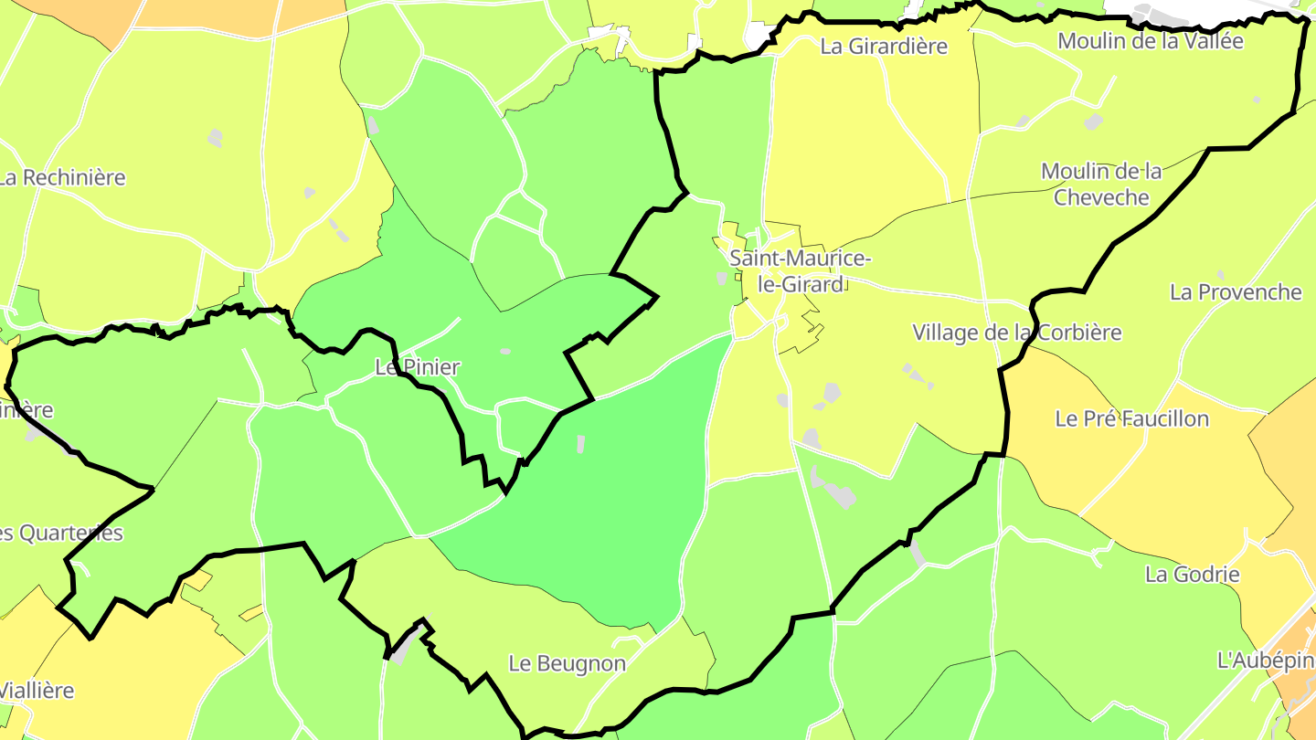 Carte des prix de l'immobilier Saint-Maurice-le-Girard