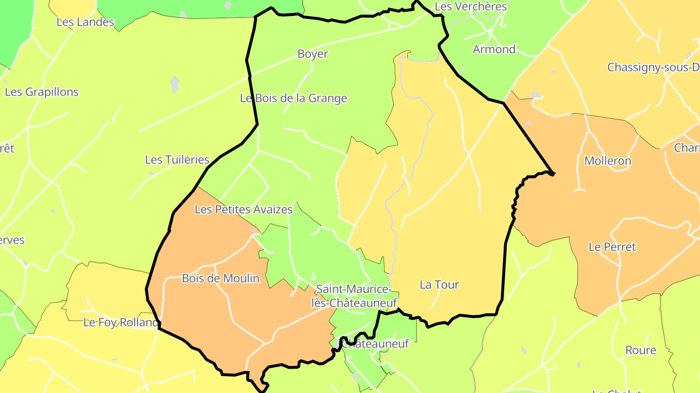 Carte des prix de l'immobilier Saint-Maurice-lès-Châteauneuf