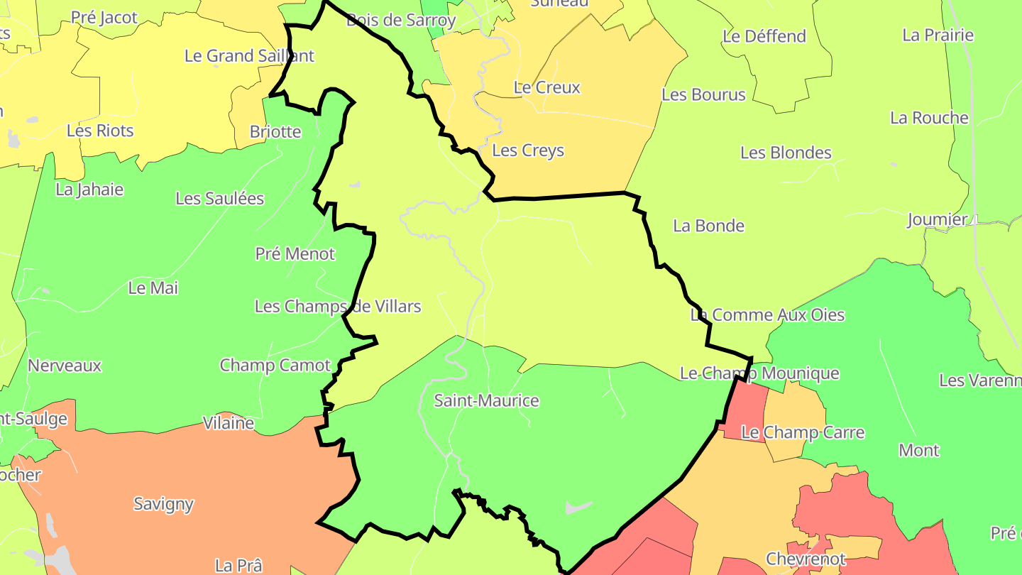 Carte des prix de l'immobilier Saint-Maurice