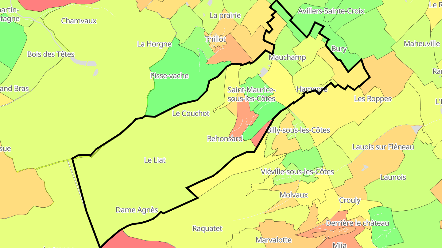Carte des prix de l'immobilier Saint-Maurice-sous-les-Côtes